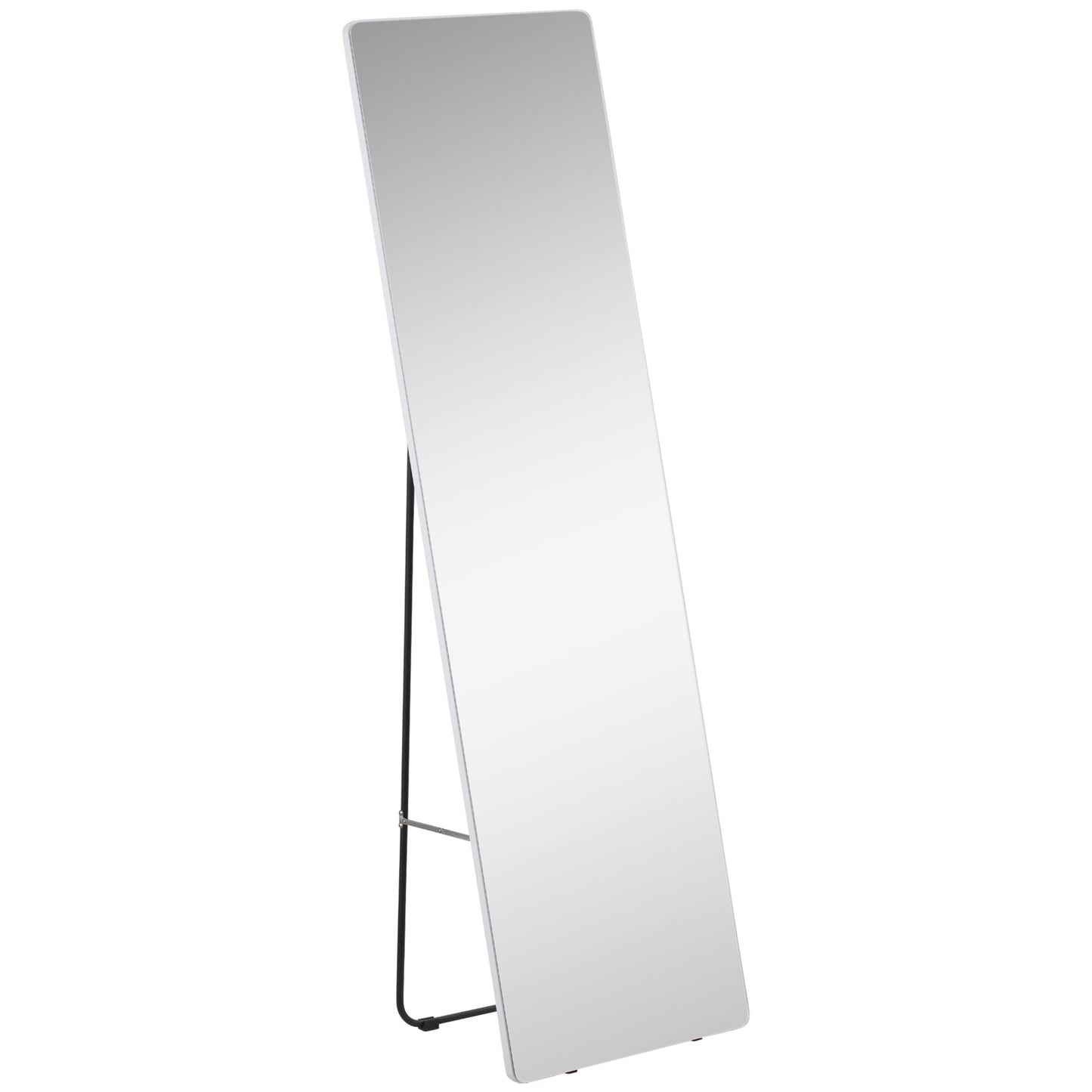 Full Length Rectangular Mirror with Silver Frame, 63" x 18", Multi-Position Design