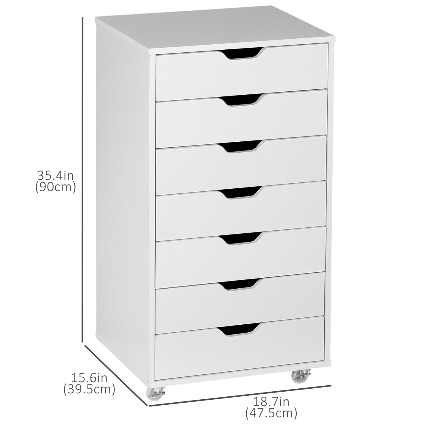 7-Drawer Mobile Storage Cabinet for Home Office - White