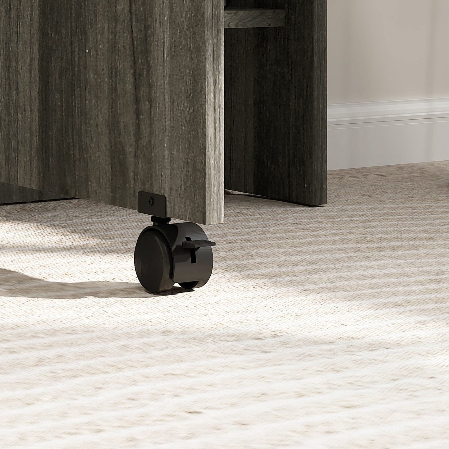Grey Wood Grain Extendable Dining Table with Shelves