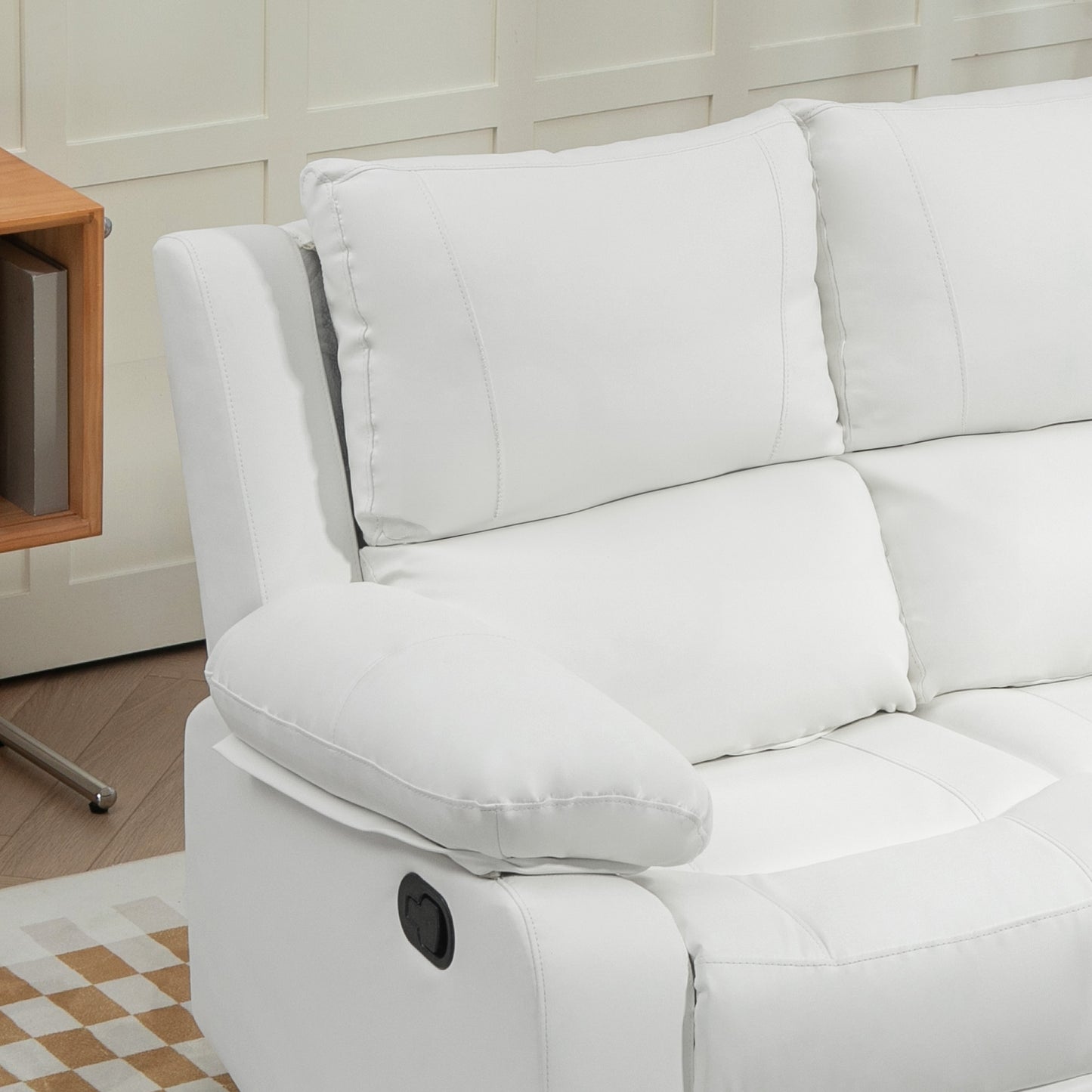 Manual Reclining Loveseat with Dual Footrests - White