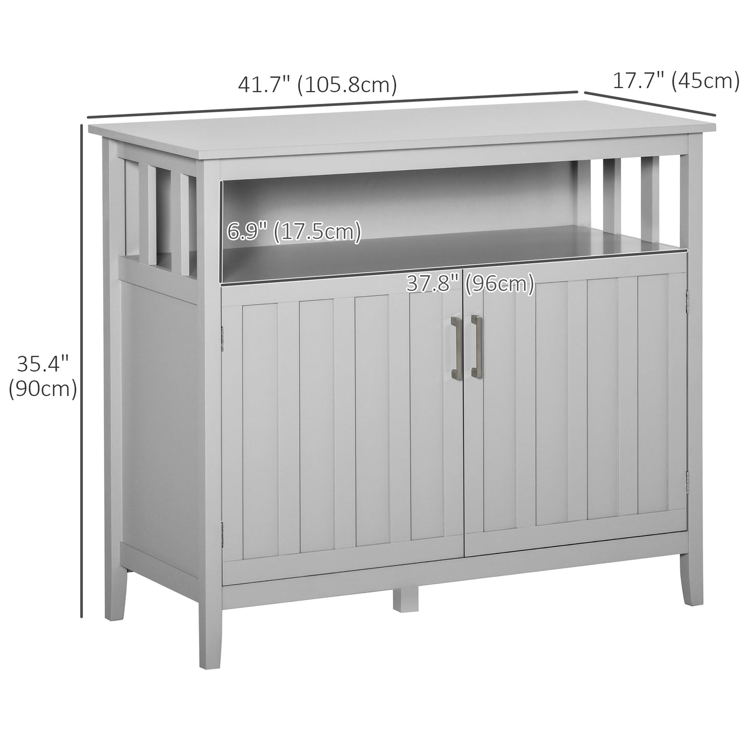 42" Storage Cabinet with 2 Doors and Adjustable Shelving, Gray