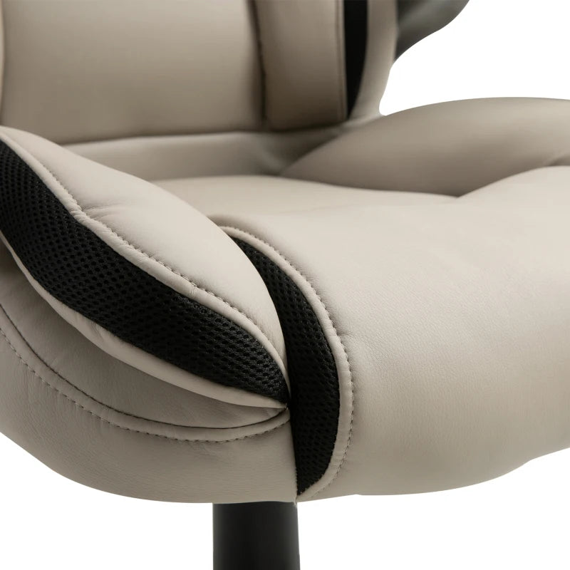 Executive Office Chair with PU Leather Upholstery and Ergonomic Design, Gray and Black