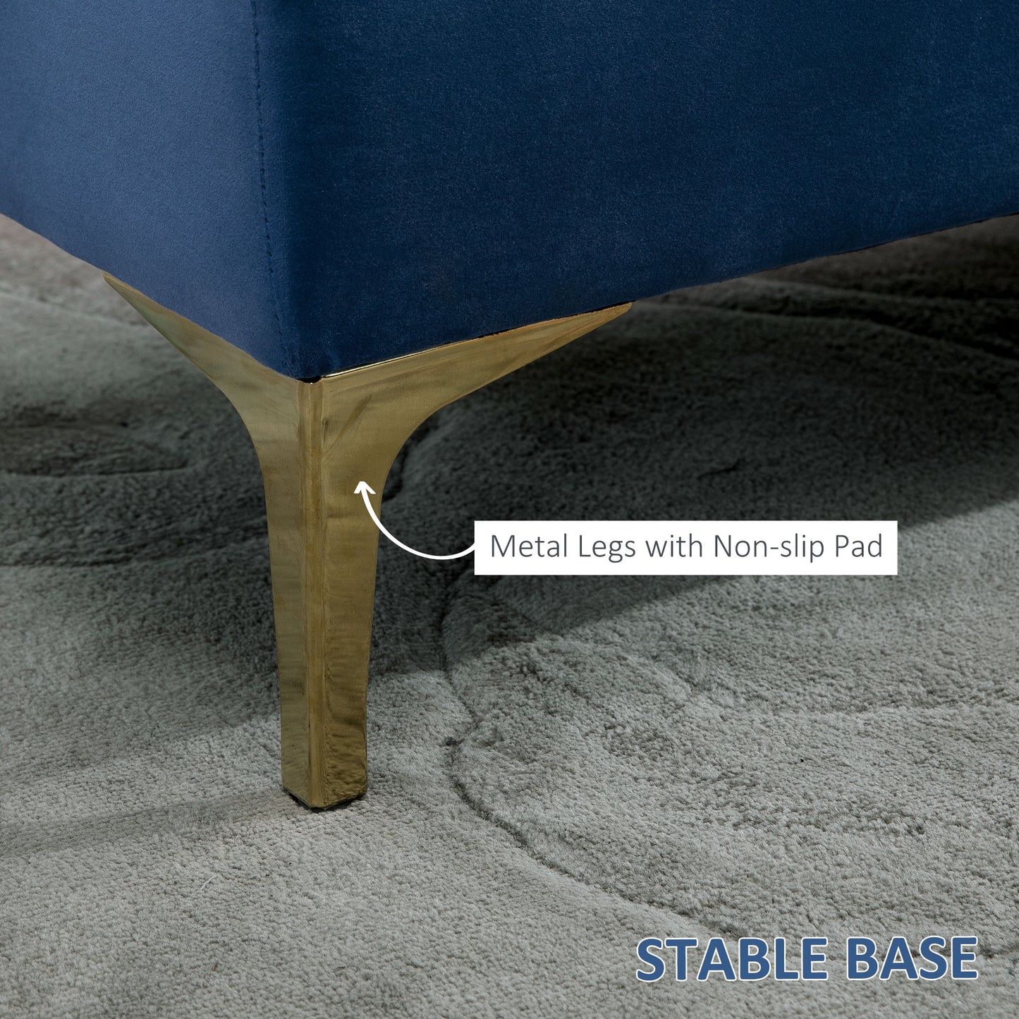Navy Blue Button-Tufted Bench – Premium Upholstered Seating