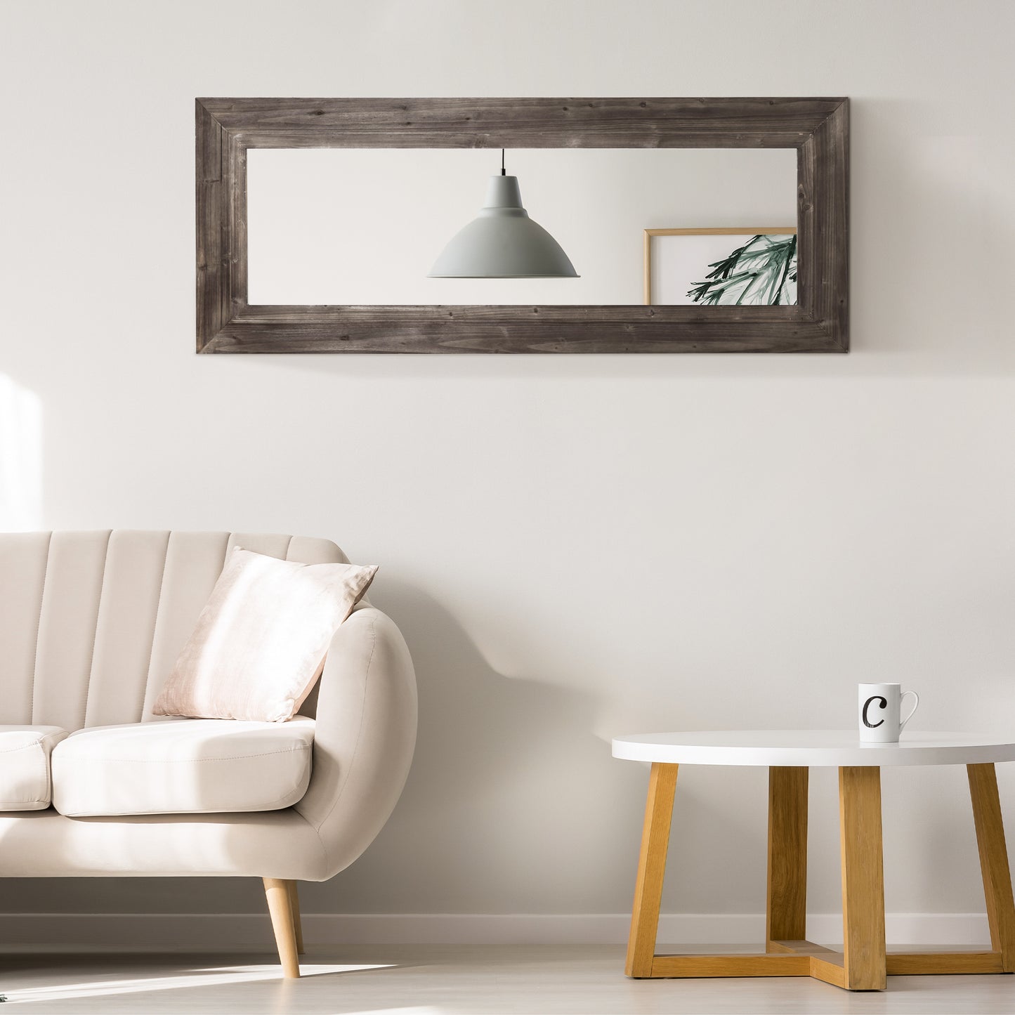 Farmhouse Full Length Mirror, 59" x 23.5", Wall Mount or Leaner with Dark Brown Frame