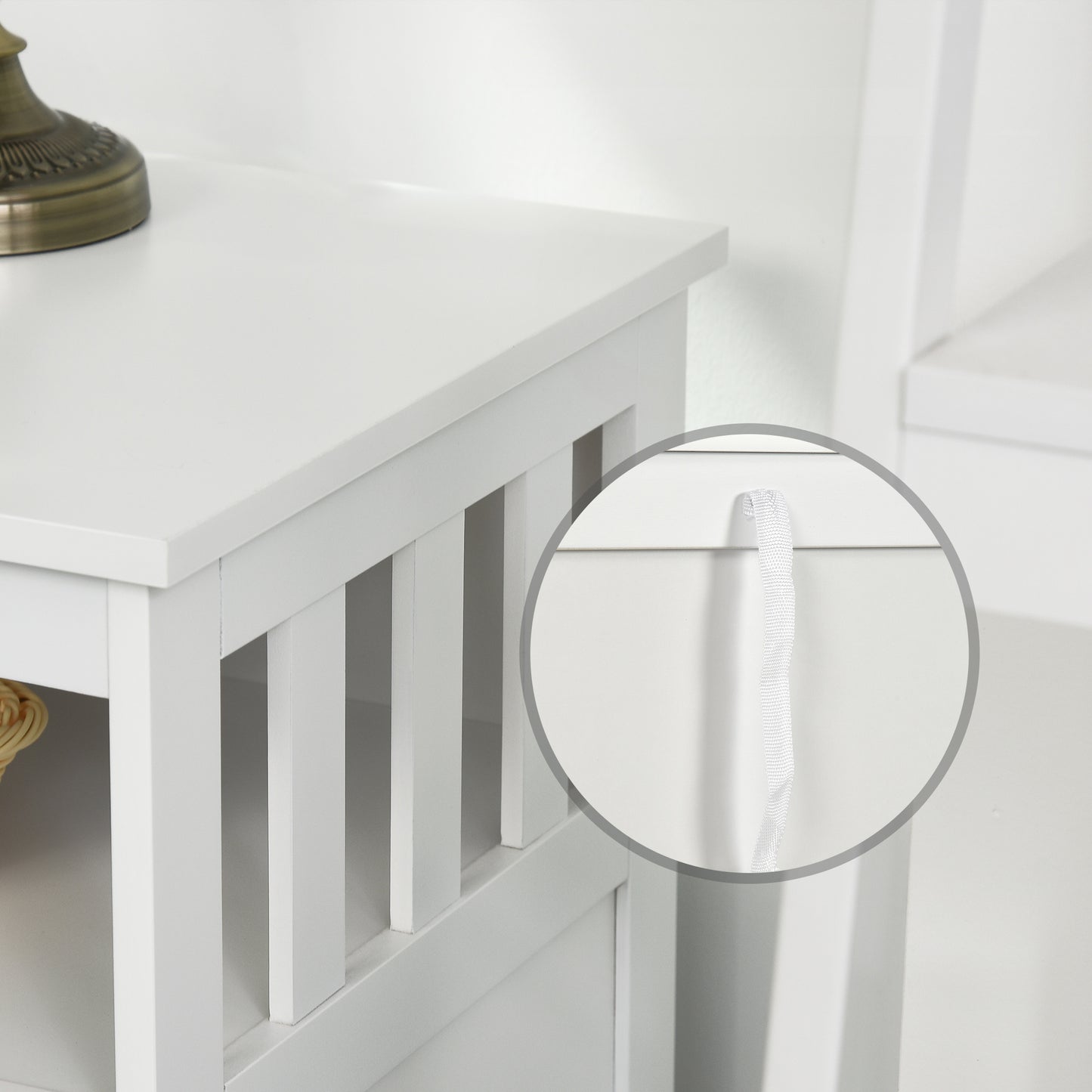 39" Wooden Console Table with Cabinet and Open Shelf, White