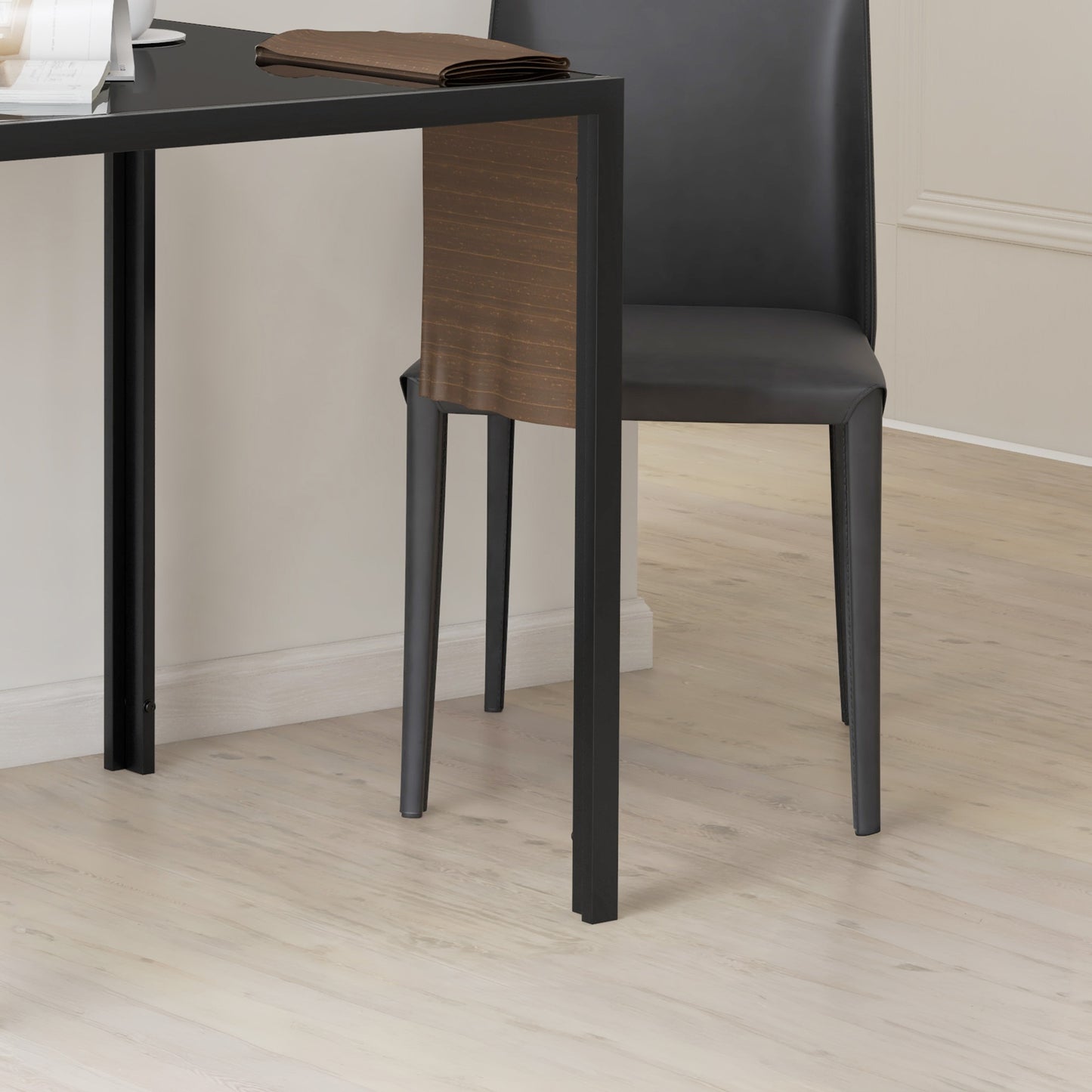 Square Glass-Top Dining Table for 2-4 People - Black