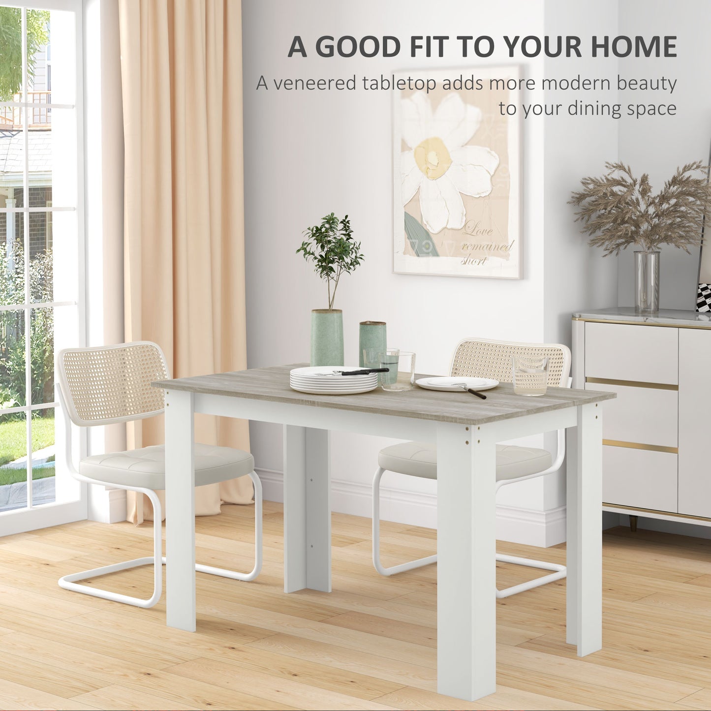 Modern Grey Dining Table for 4-6 People