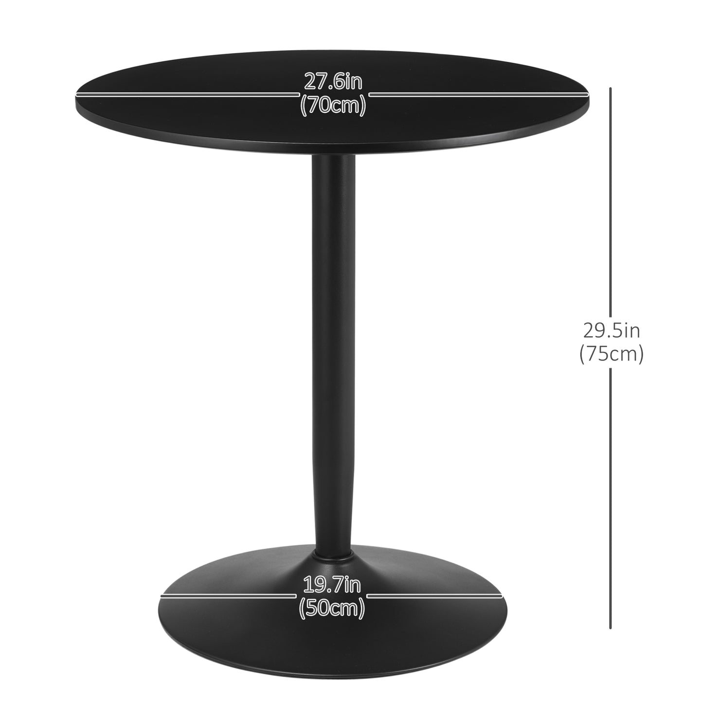Modern Round Dining Table for 2 - Black