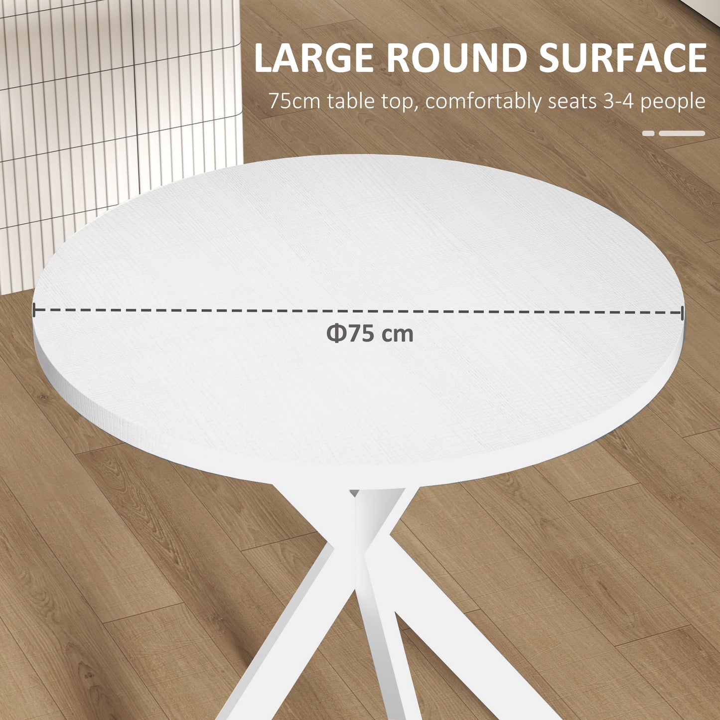 29" Round Dining Table with Steel Cross Legs, White