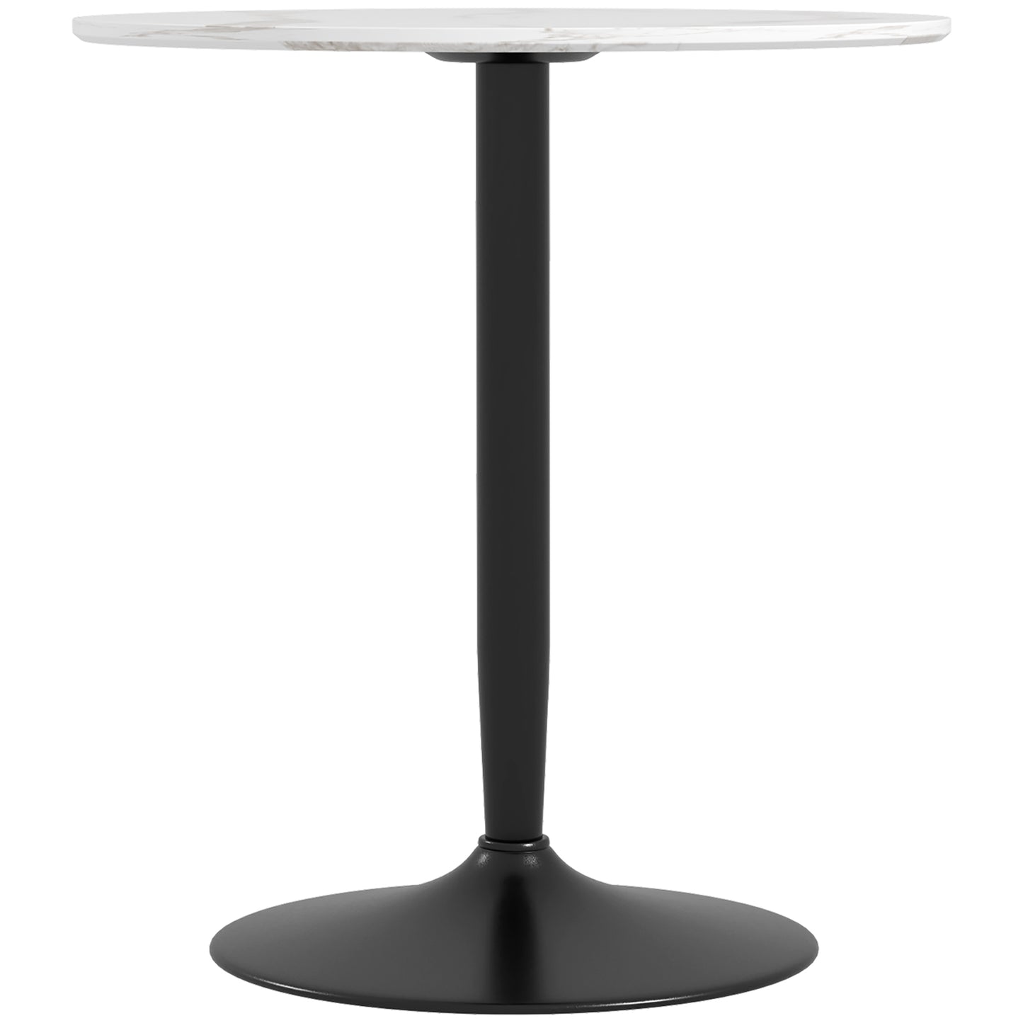 Round Dining Table with Steel Pedestal Base - White Marble