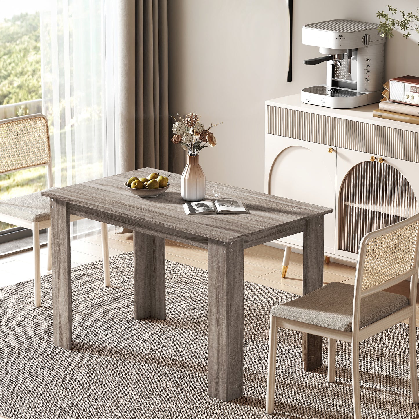 47" Kitchen Table for 4-6 People - Light Gray