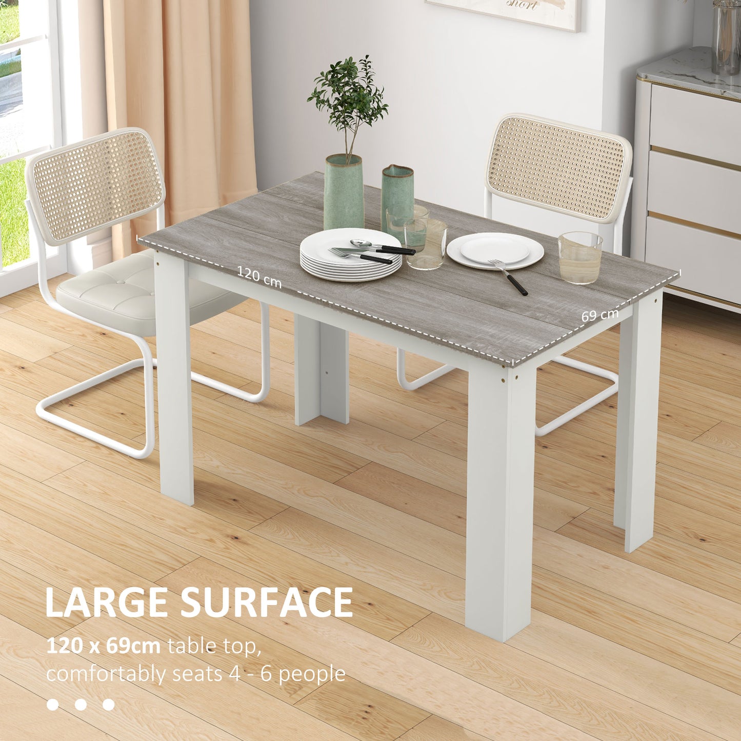 Modern Grey Dining Table for 4-6 People