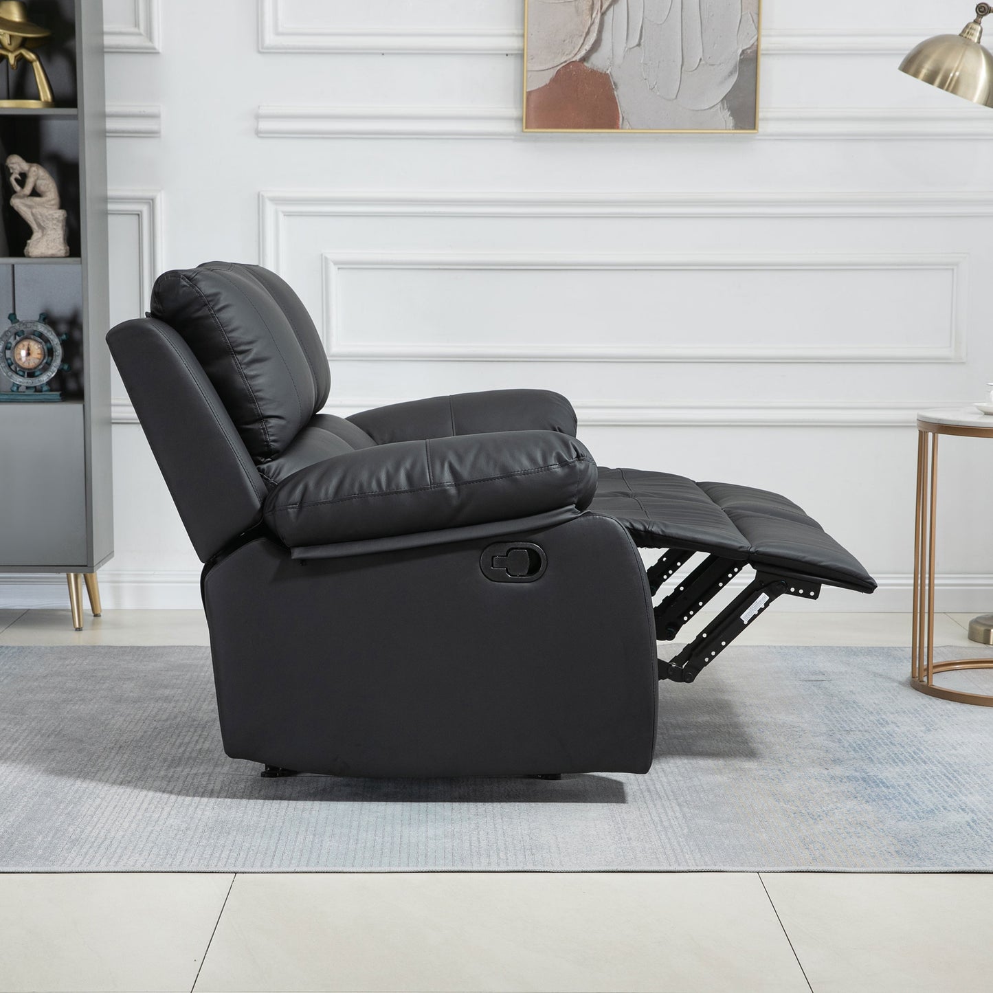 Manual Reclining Loveseat with Dual Footrests - Black