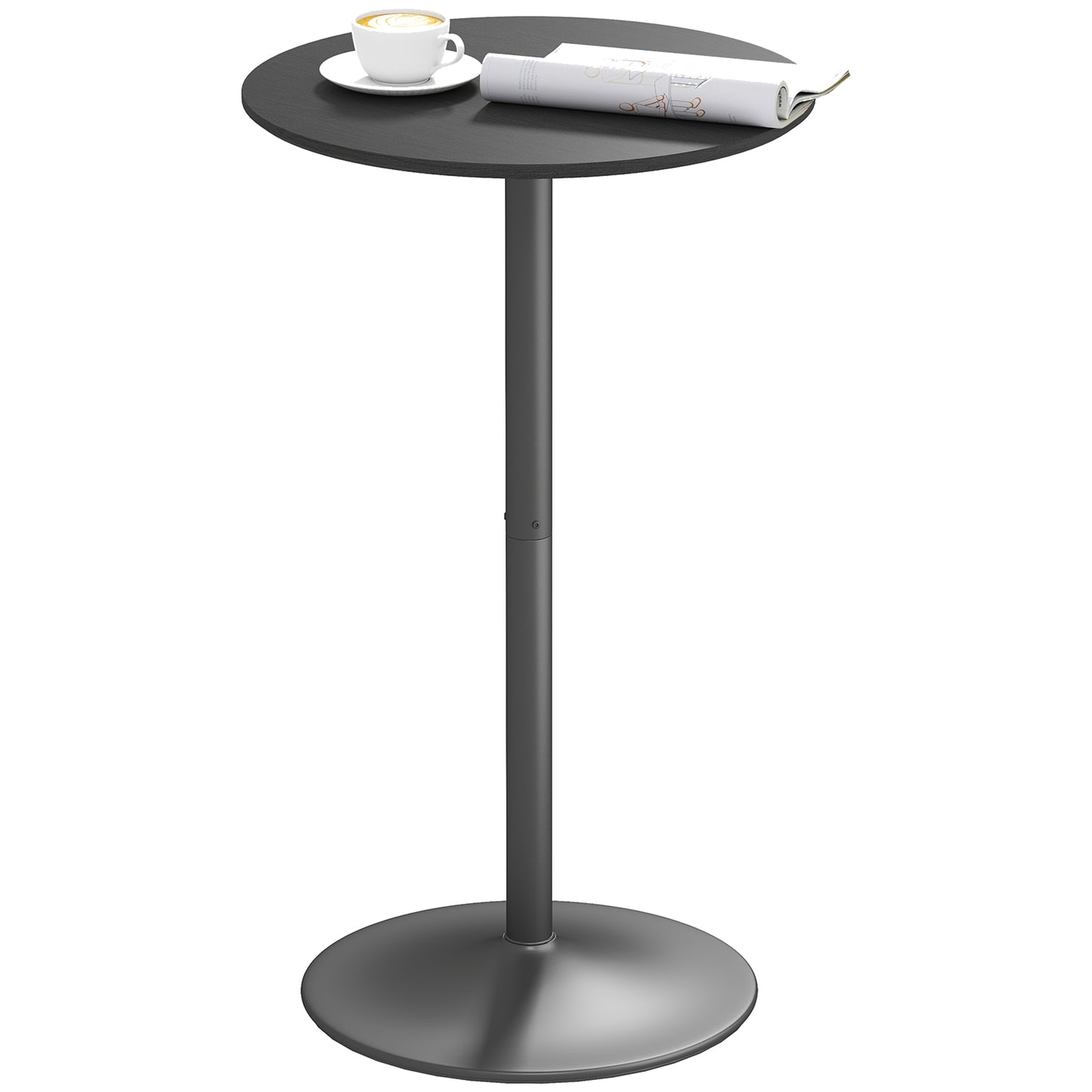 Bar Height Round Table with Wood Veneer Top for 2 People, Black