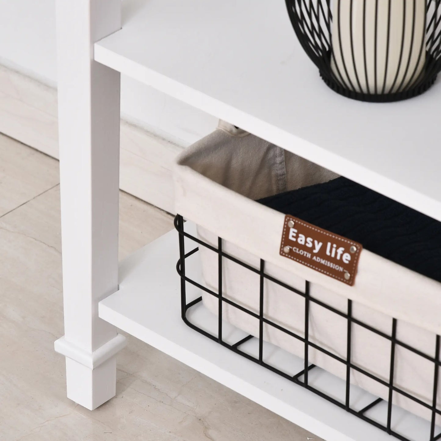 30" Console Table with Retro Design and Multi-Level Storage, White