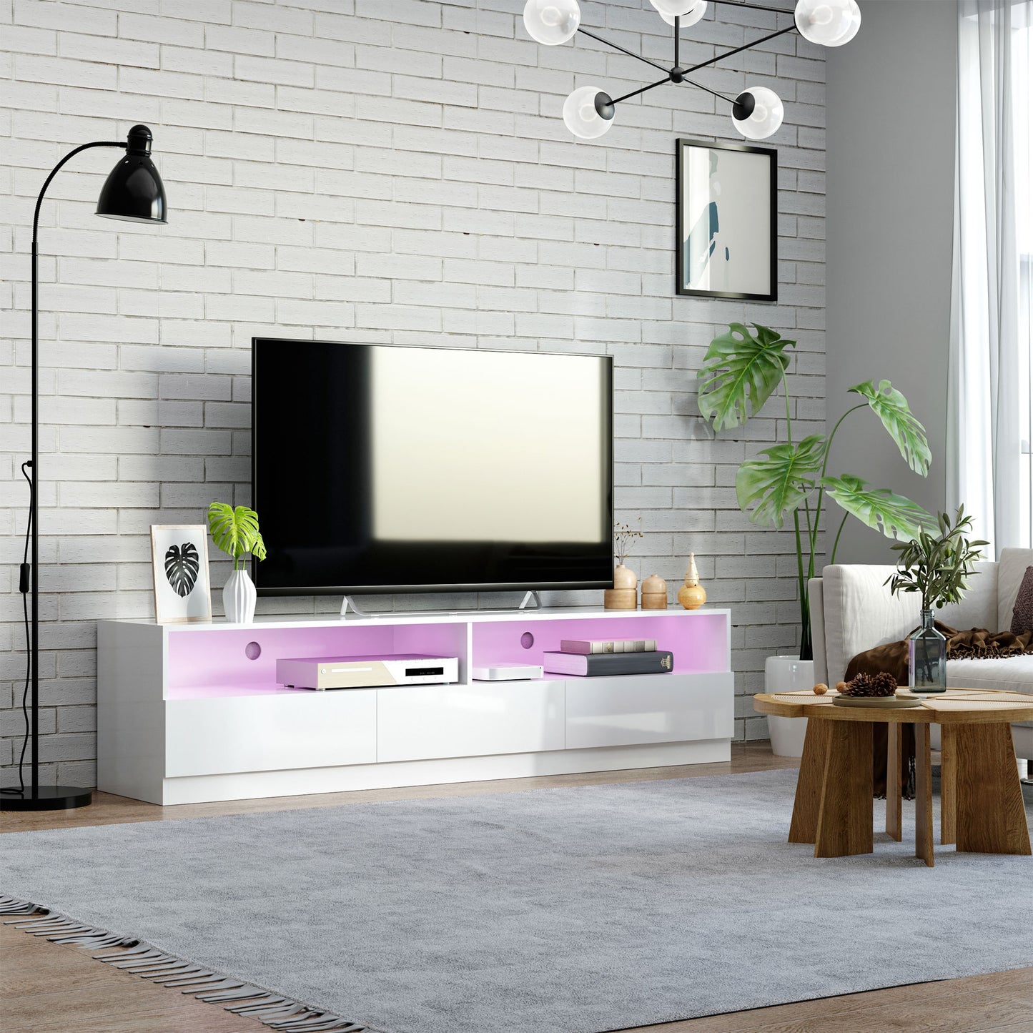 71" High Gloss LED TV Cabinet with Storage