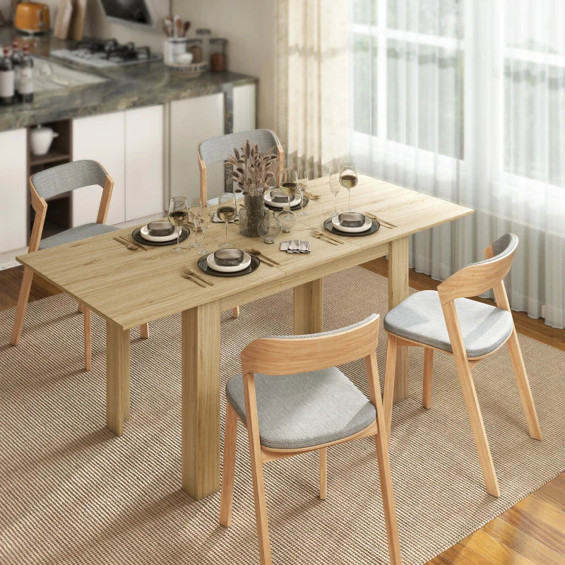 Modern Extendable Dining Table for 6-8 People - Natural Wood