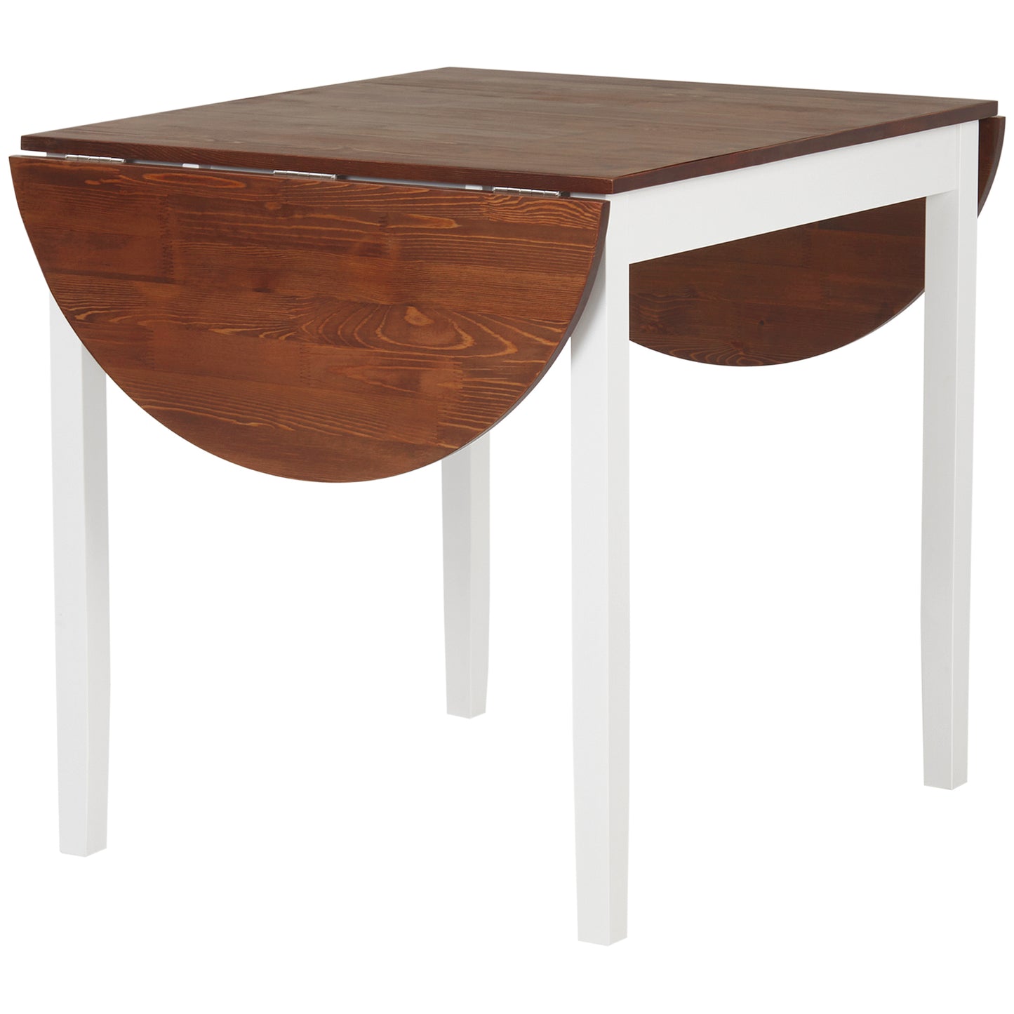 Solid Wood Drop Leaf Dining Table - Brown