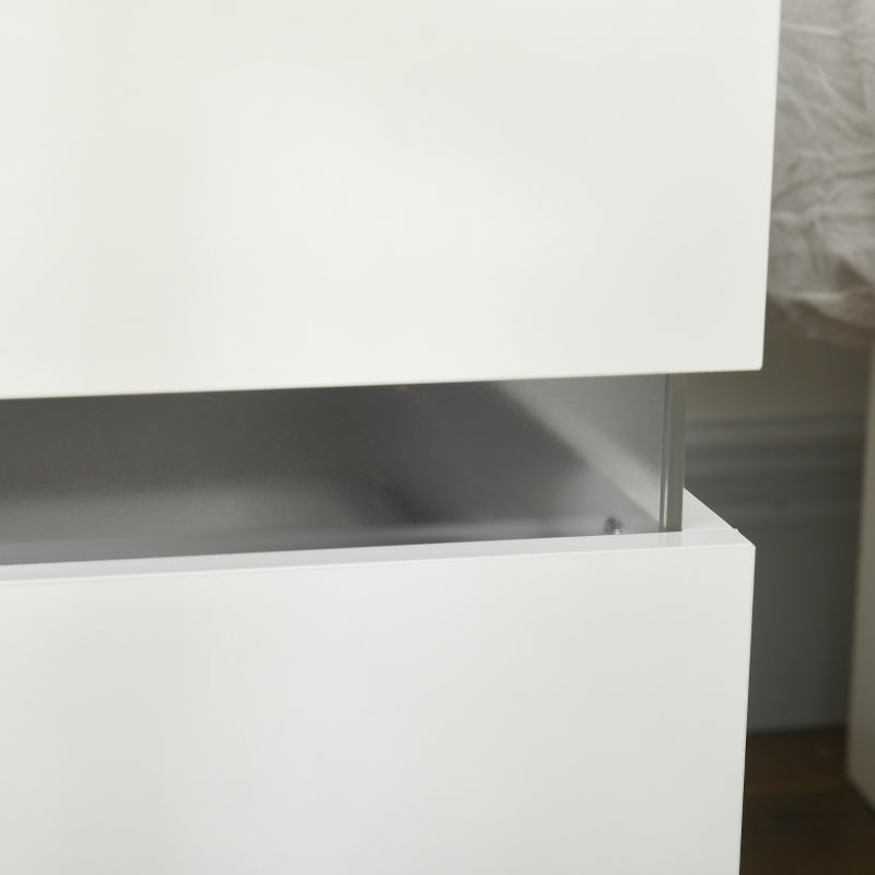 Large LED Nightstand with RGB Lighting and 2 Drawers, White