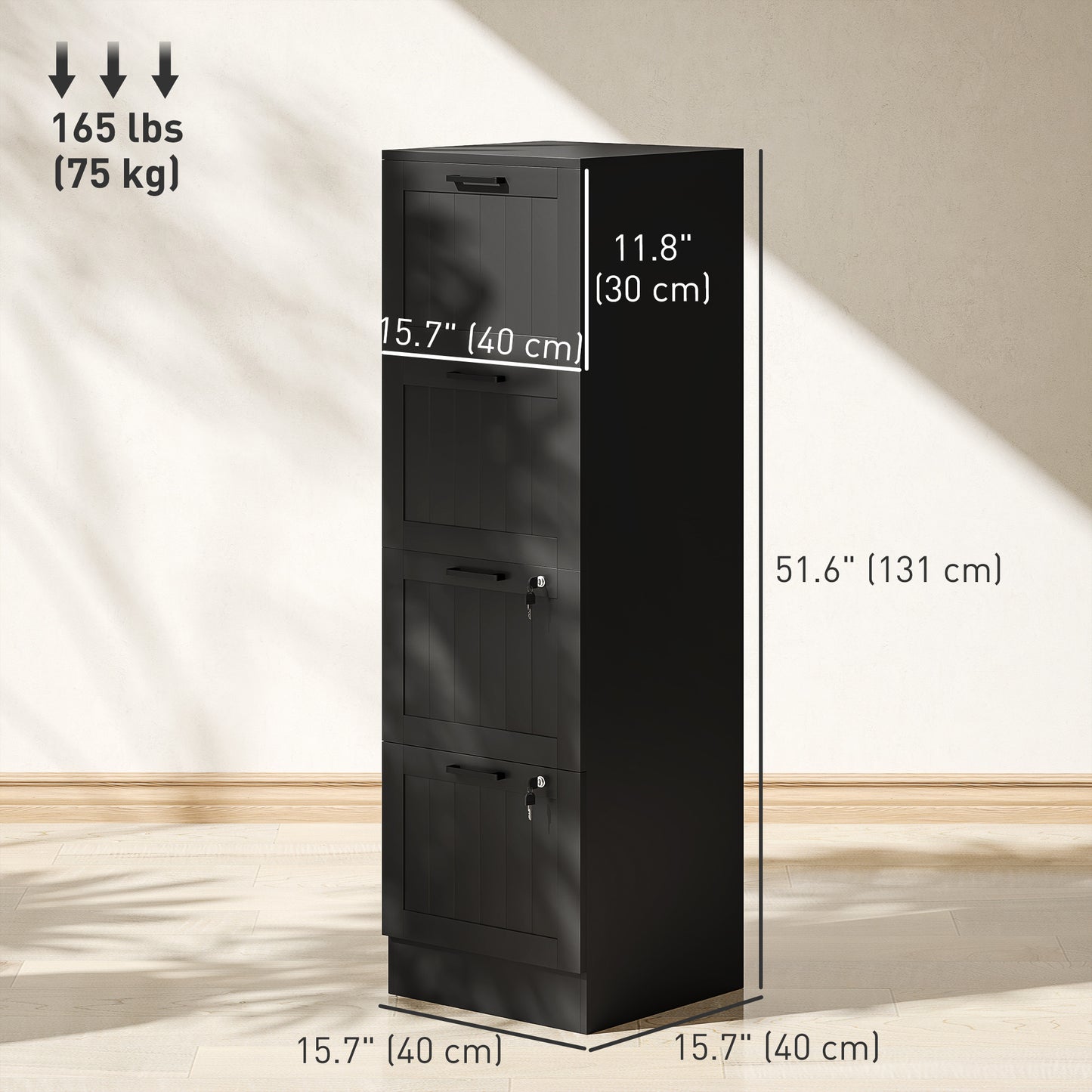 4-Drawer Locking File Cabinet with Adjustable Hanging Bars
