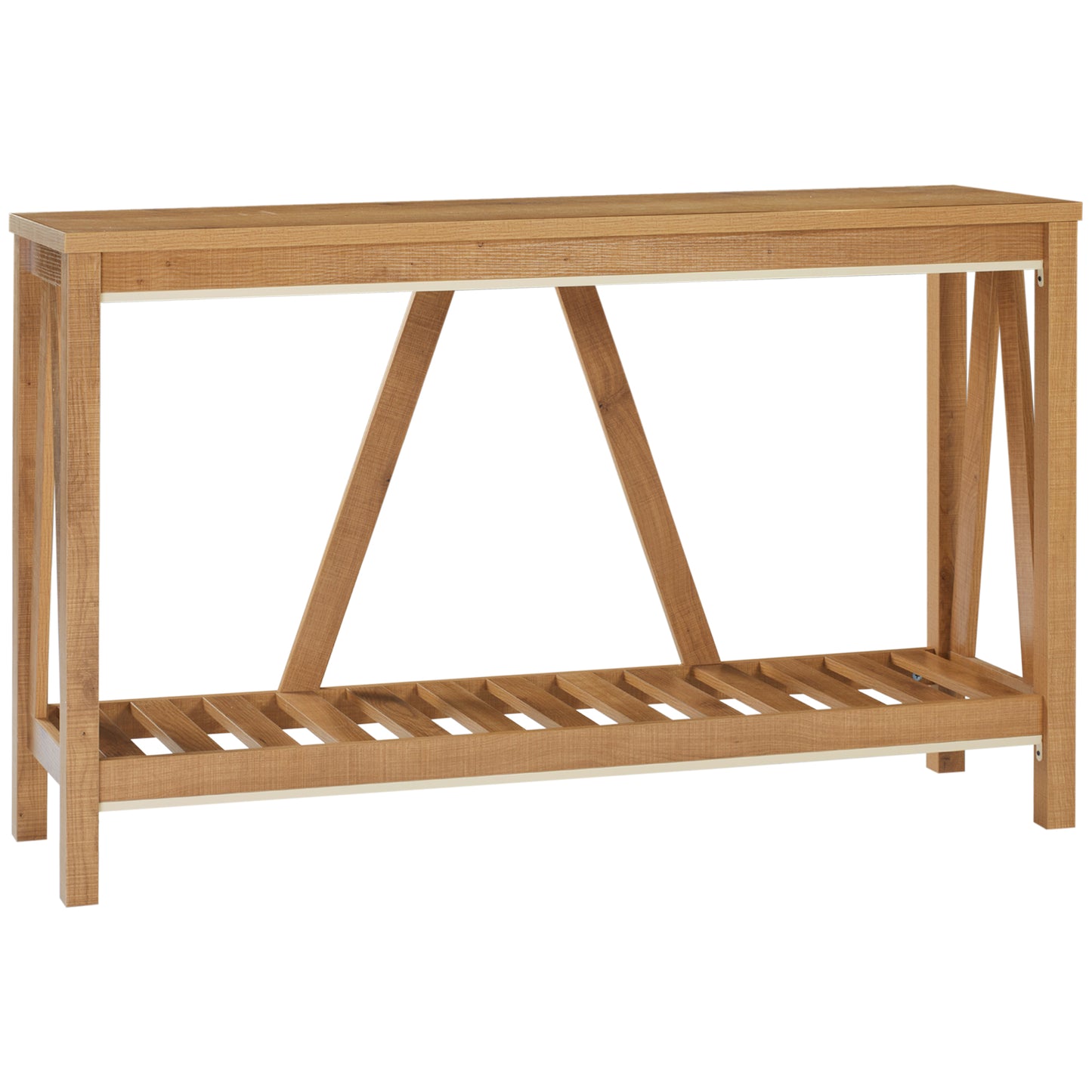 Rustic Brown Farmhouse Console Table with Storage