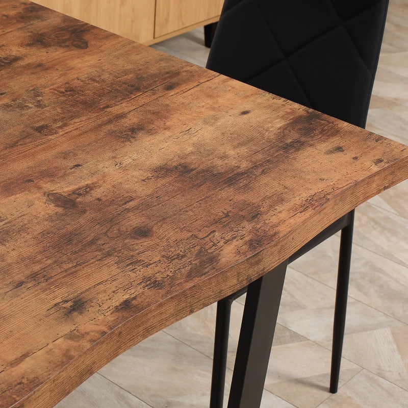 63" Industrial Dining Table with Wave Edge and Steel Legs