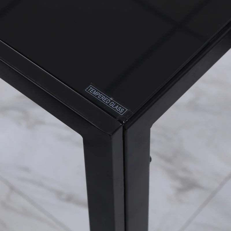 Rectangular Dining Table with Tempered Glass Top for 4