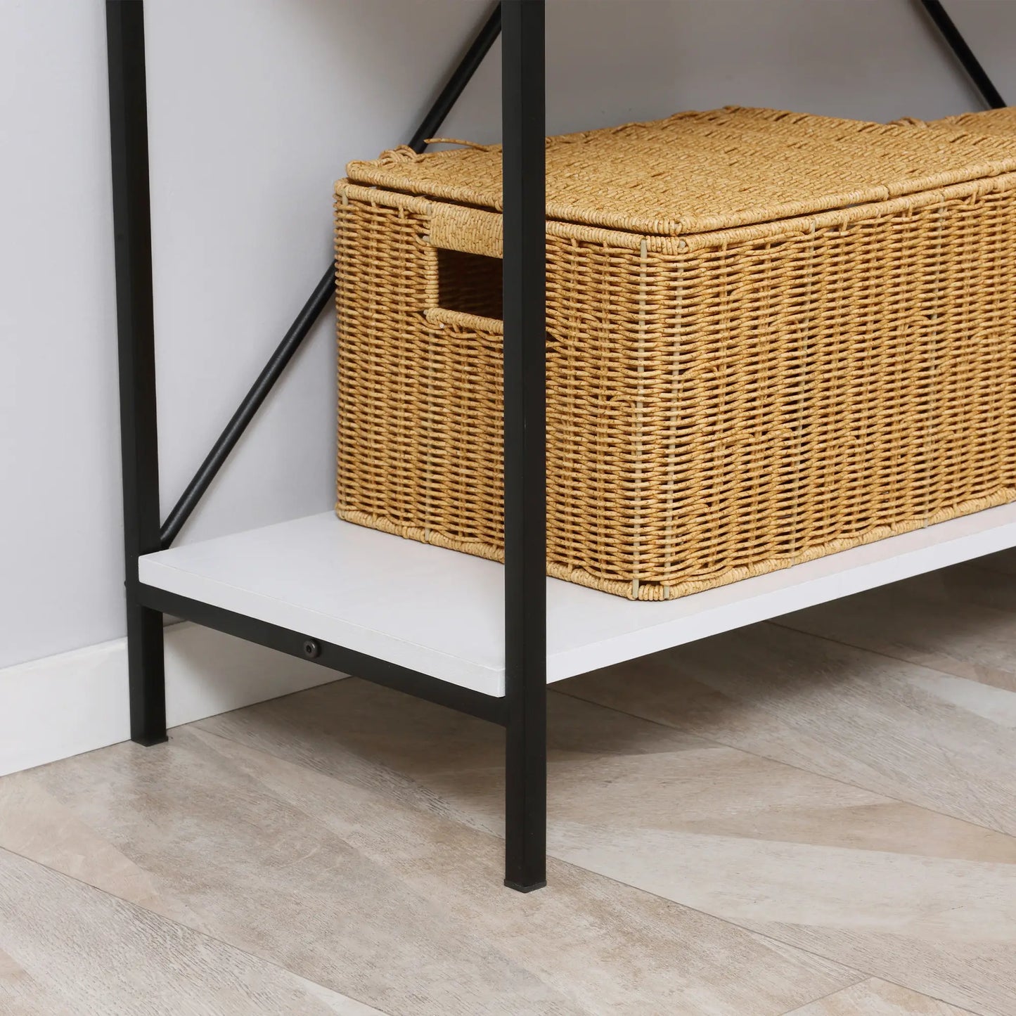 39" Modern Console Table with Herringbone Pattern Drawers, White