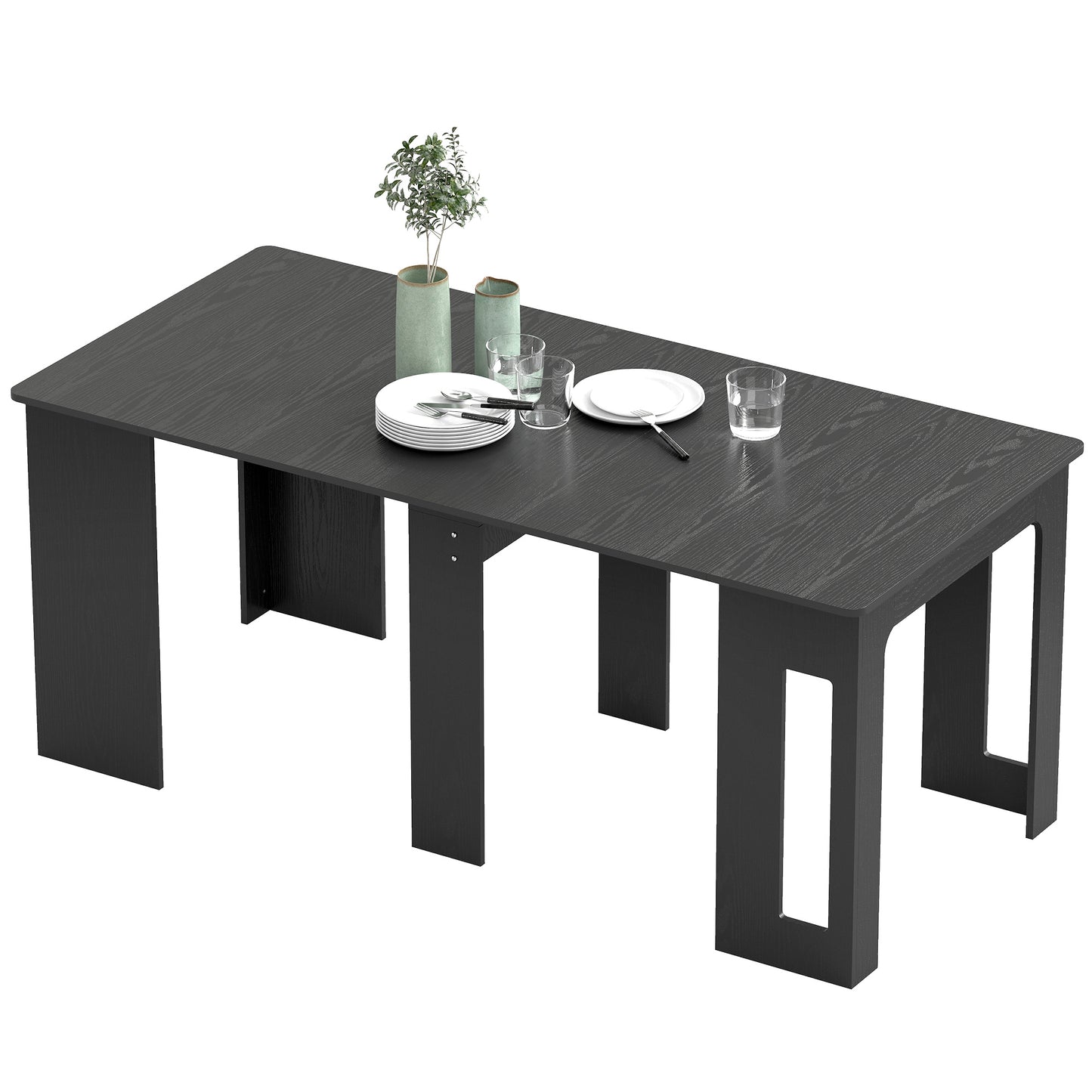 Extendable Dining Table for Small Spaces - Distressed Black