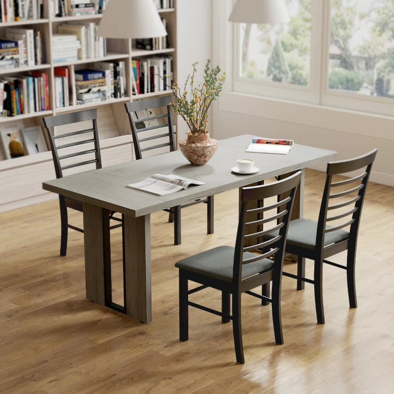 Industrial Kitchen Table for 8 People - Gray Wood Finish