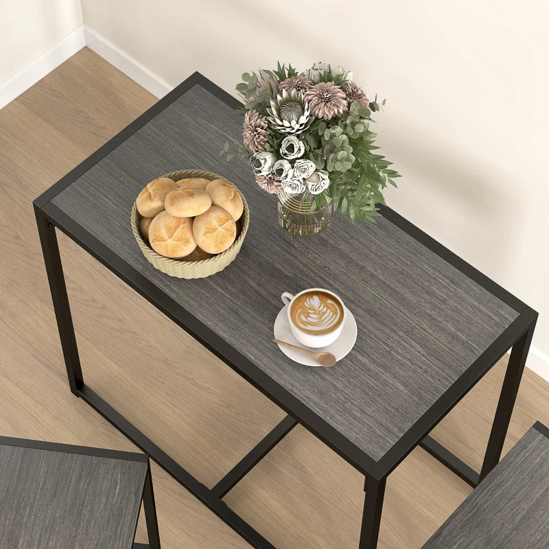 Industrial Dining Table Set for 2 - Gray