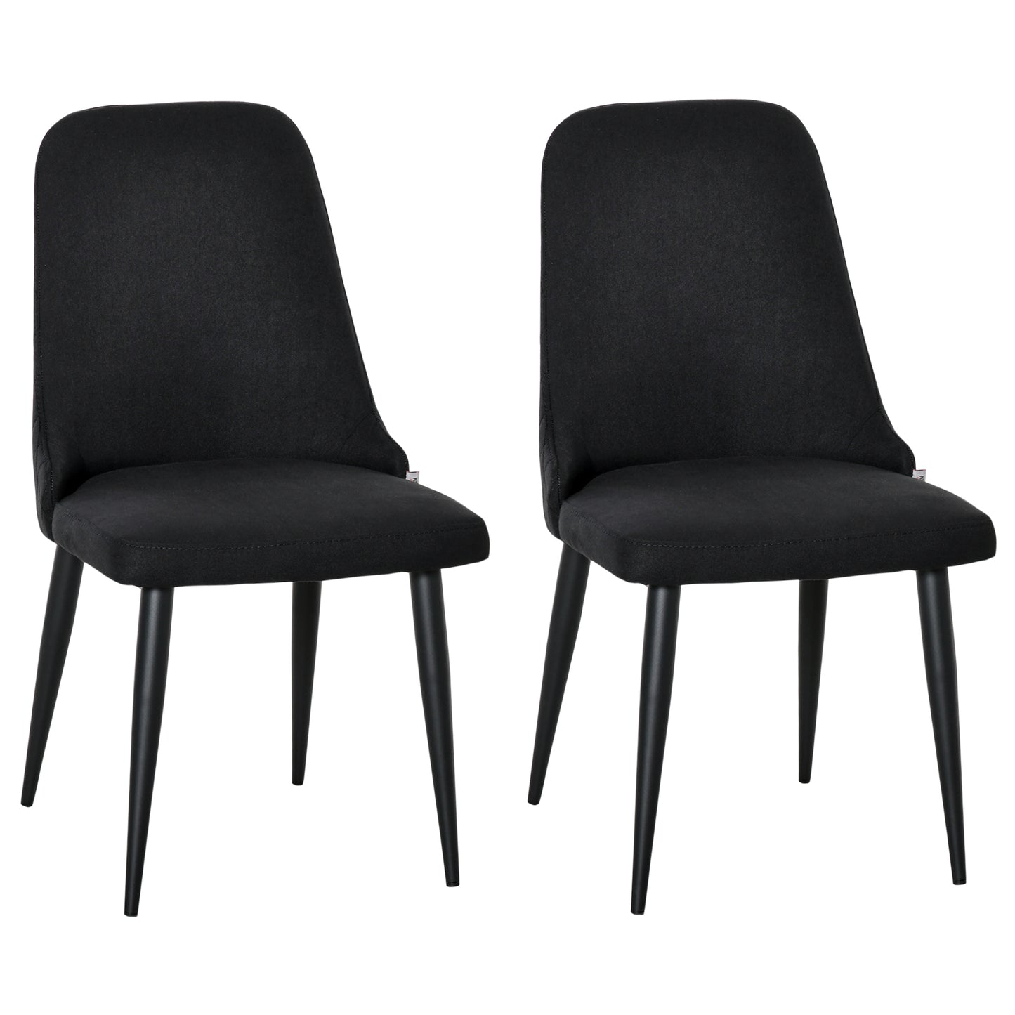 Modern Fabric Dining Chairs with Diamond Tufting - Black (Set of 2)