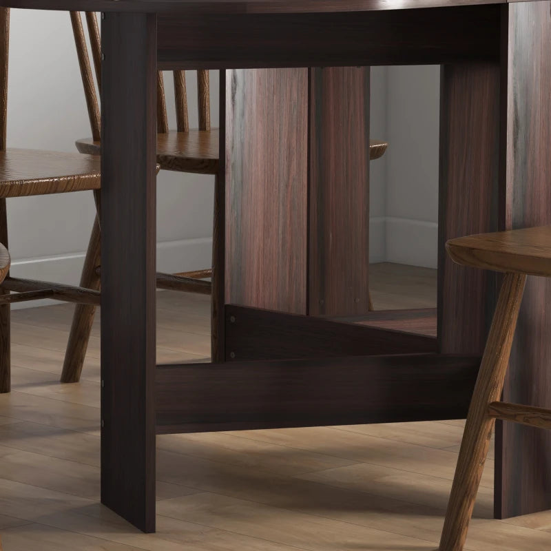 Oval Drop Leaf Dining Table with Space-Saving Design for Up to 6 People, Distressed Brown