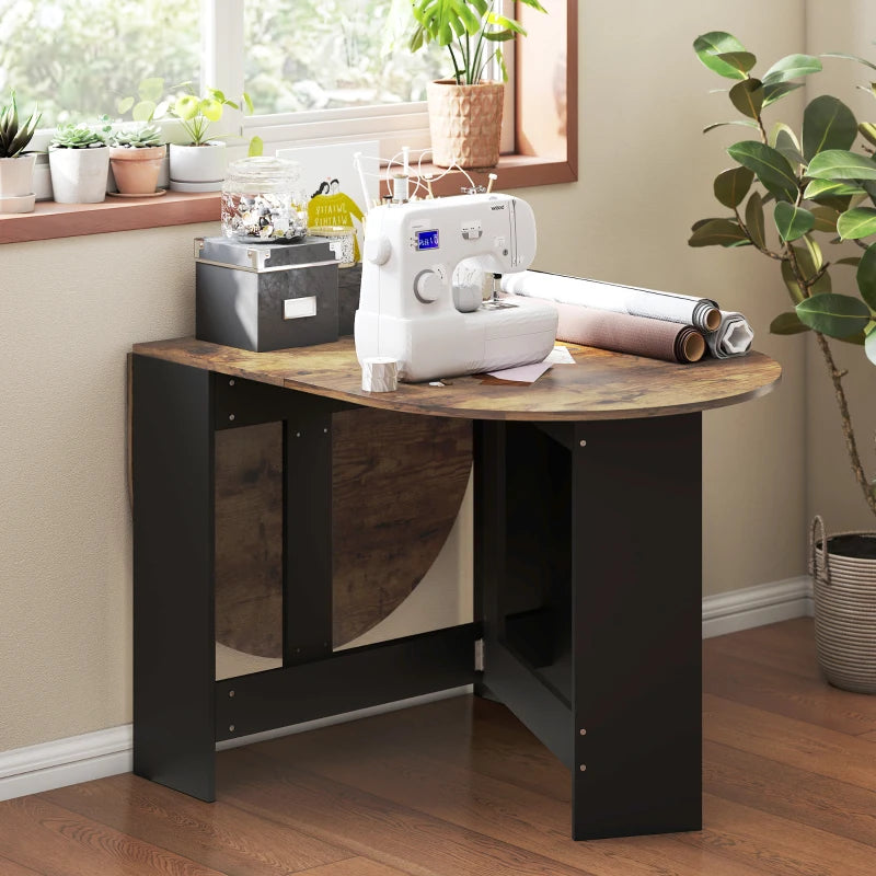 Oval Drop Leaf Dining Table with Space-Saving Design for Up to 6 People, Rustic Brown