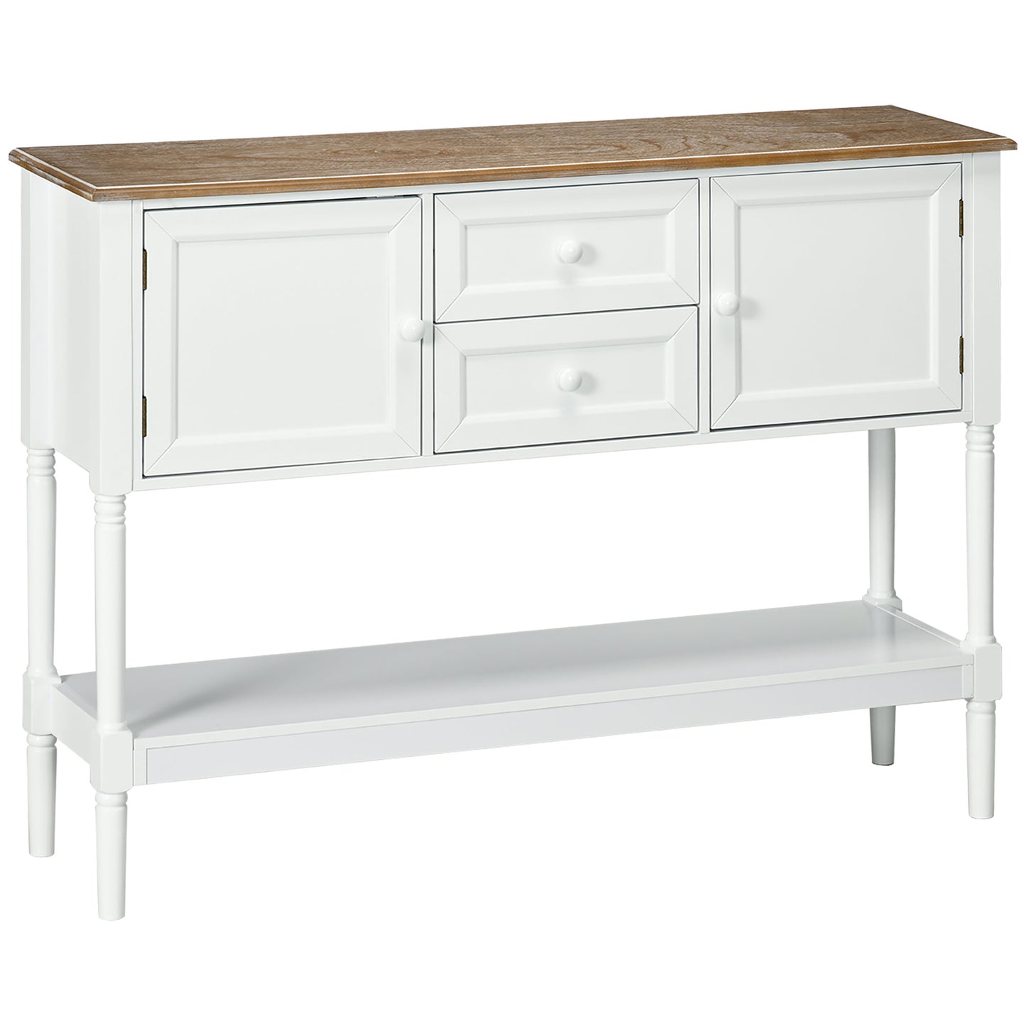 45" Vintage Console Table with Drawers and Cabinets, White