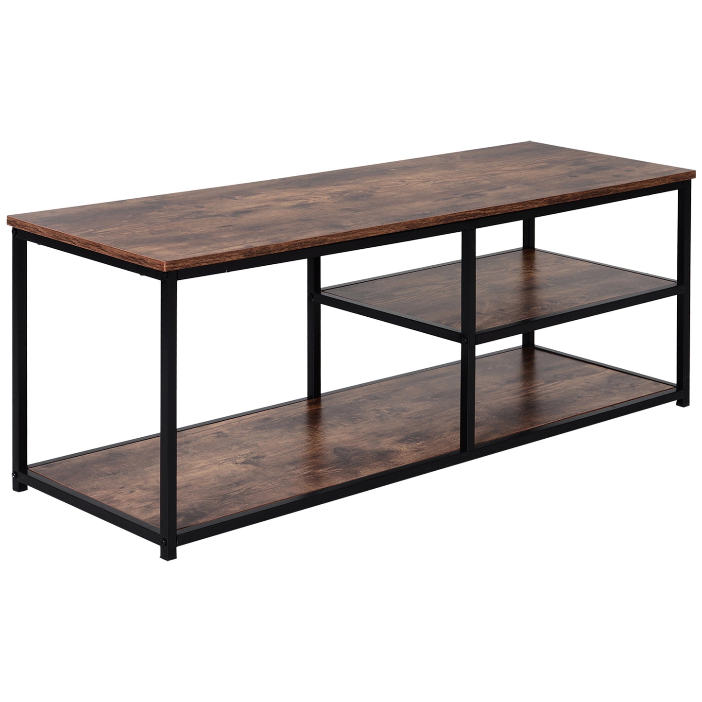 Industrial TV Stand with Metal Frame and Storage Cabinet