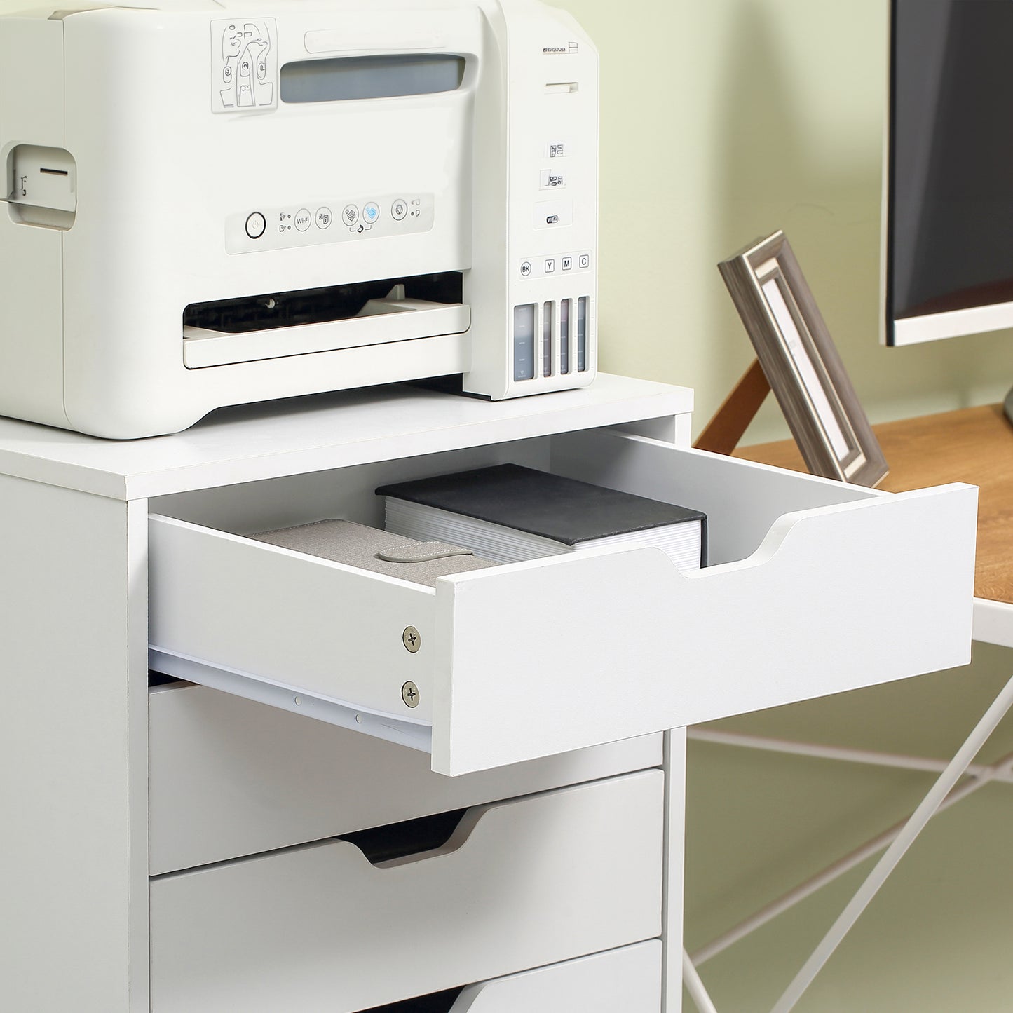 7-Drawer Mobile Storage Cabinet for Home Office - White