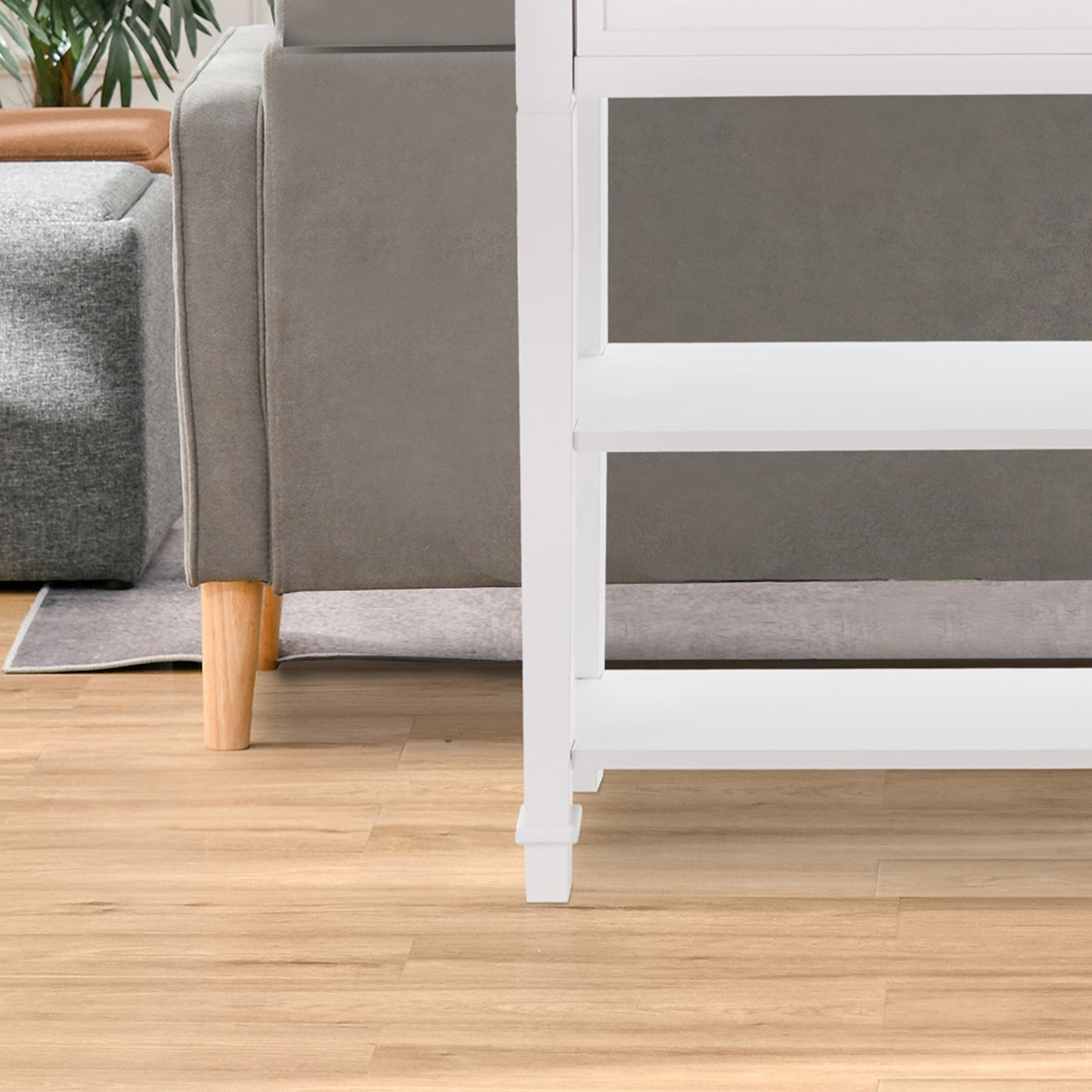30" Console Table with Retro Design and Multi-Level Storage, White
