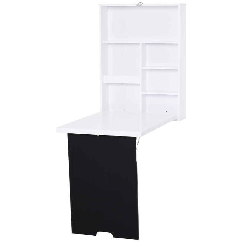 Wall Mounted Fold-Out Desk with Storage and Writing Board