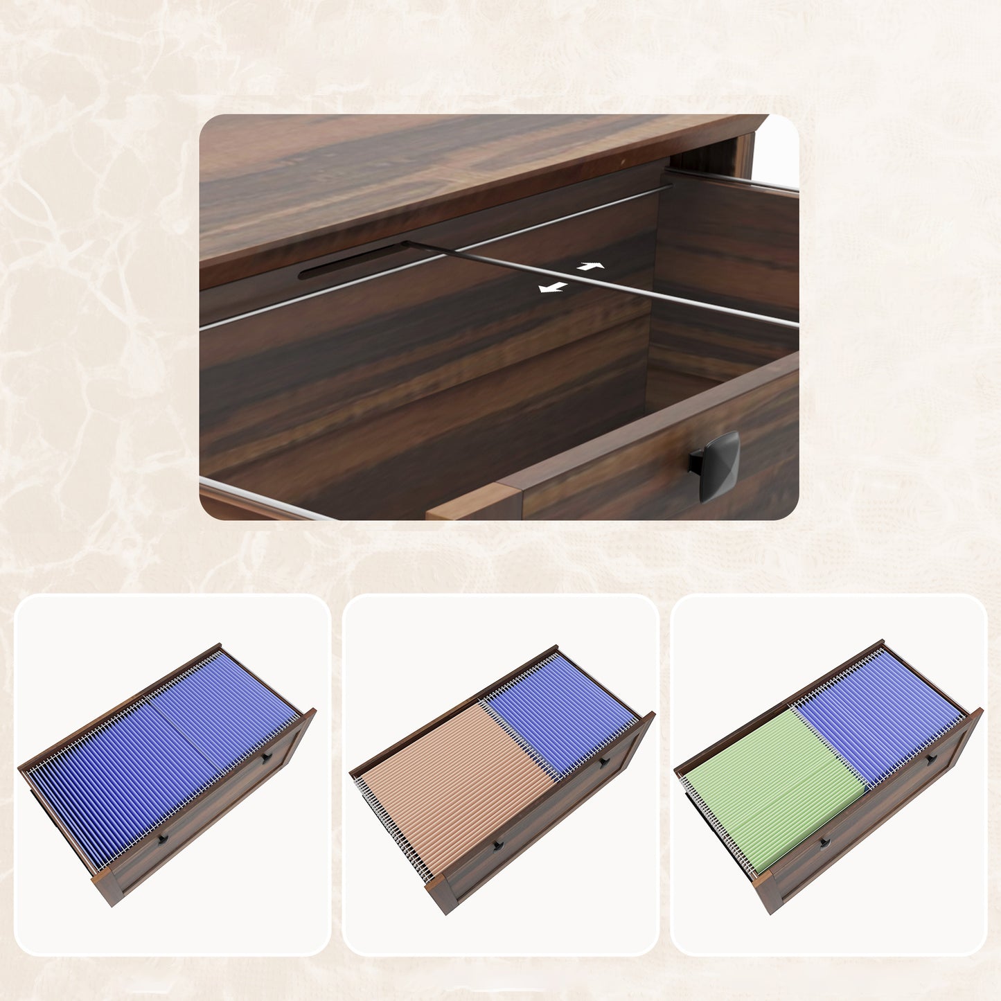 2-Drawer Wooden File Cabinet with Lock - Brown