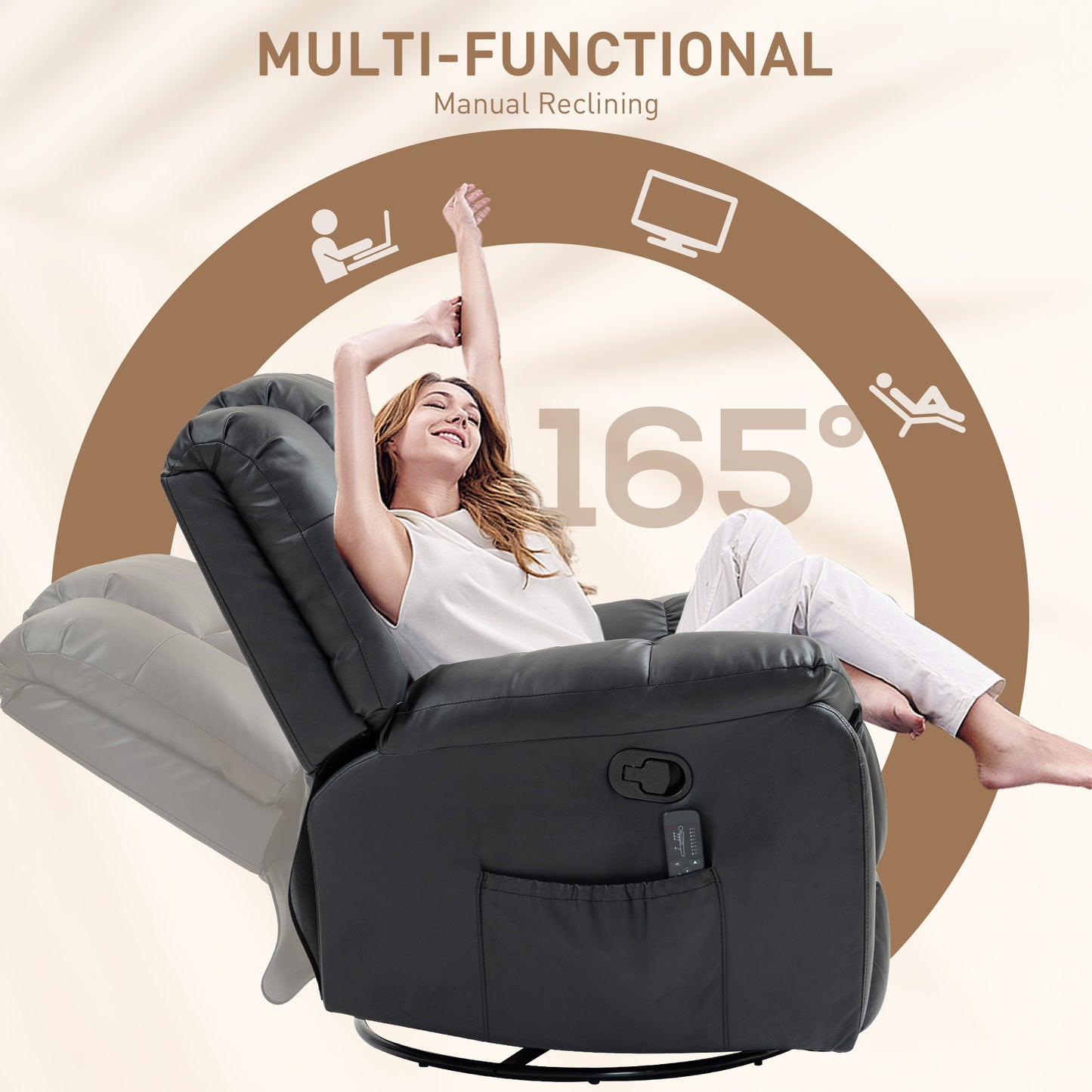 Luxury Massage Recliner Chair with 8 Vibration Points, Black