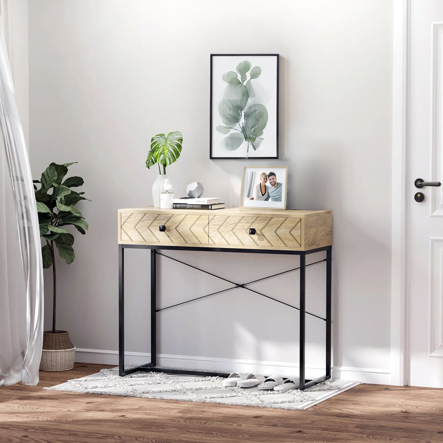 36" Industrial Console Table with 2 Storage Drawers