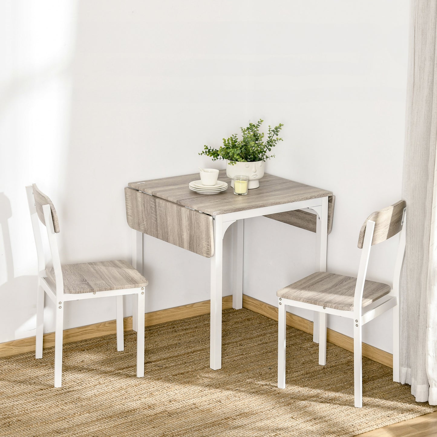 3-Piece Drop Leaf Dining Set with Table and 2 Chairs