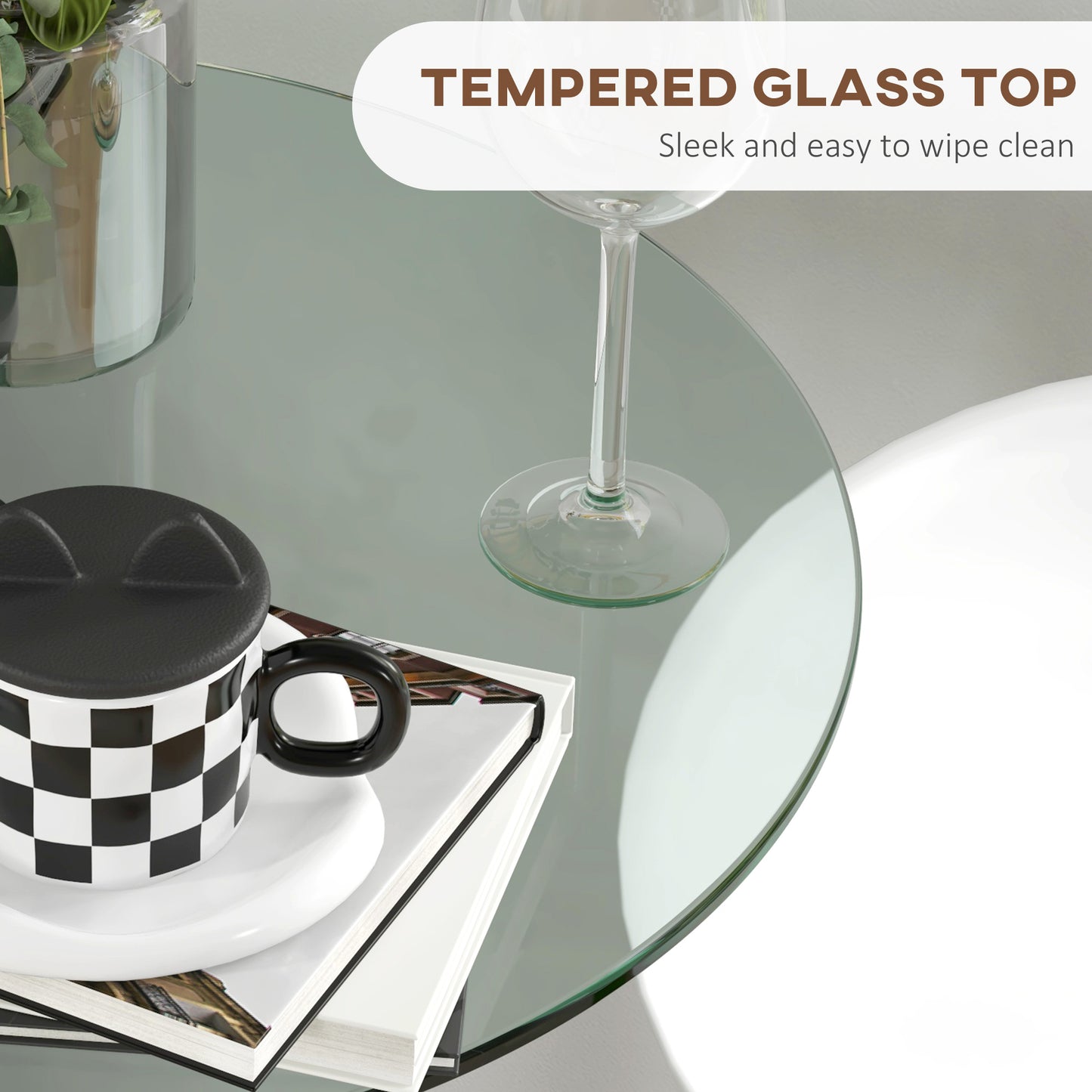 High Top Bar Table with Tempered Glass Top for 2 People, Clear
