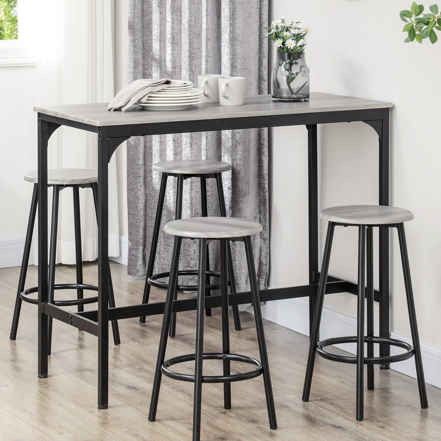 5-Piece Counter Height Dining Set with Barstools