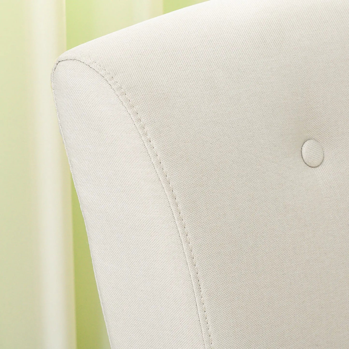 Fabric Accent Chair with Wood Legs and Rolled Arms, Cream White