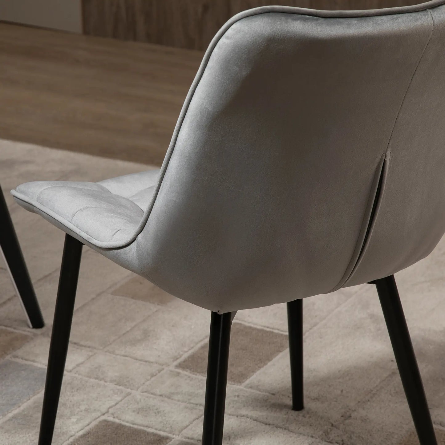 Velvet-Touch Upholstered Lounge Chairs with Metal Legs, Grey (Set of 2)