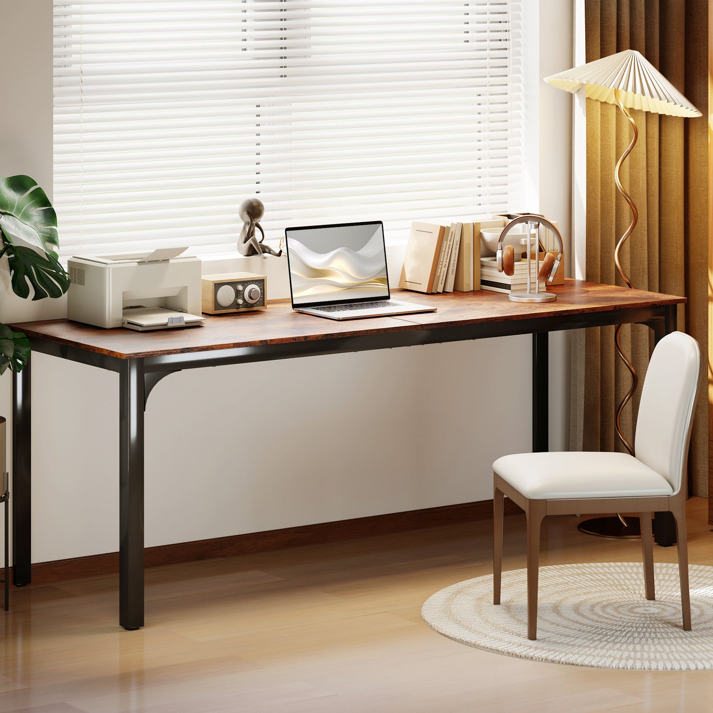 Homcom 79" Computer Desk, Desktop Desk With Metal Legs, Rustic Brown