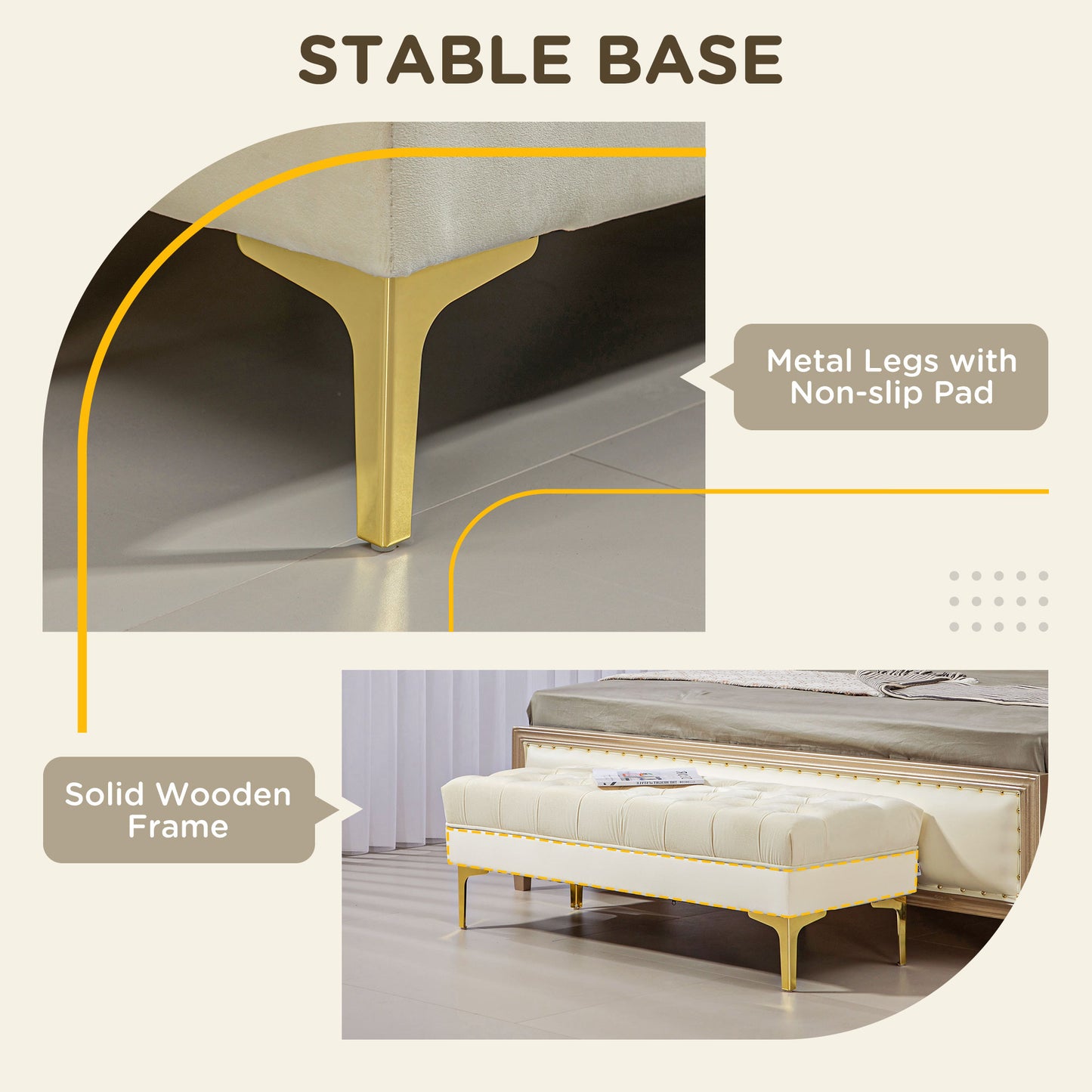 Button-Tufted Bench – Premium Upholstered Seating