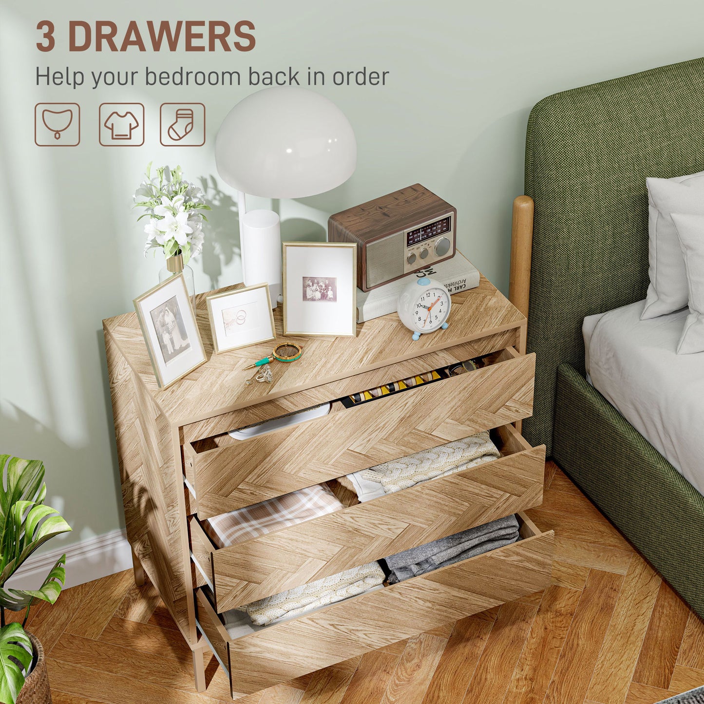 3-Drawer Chest with Chevron Pattern